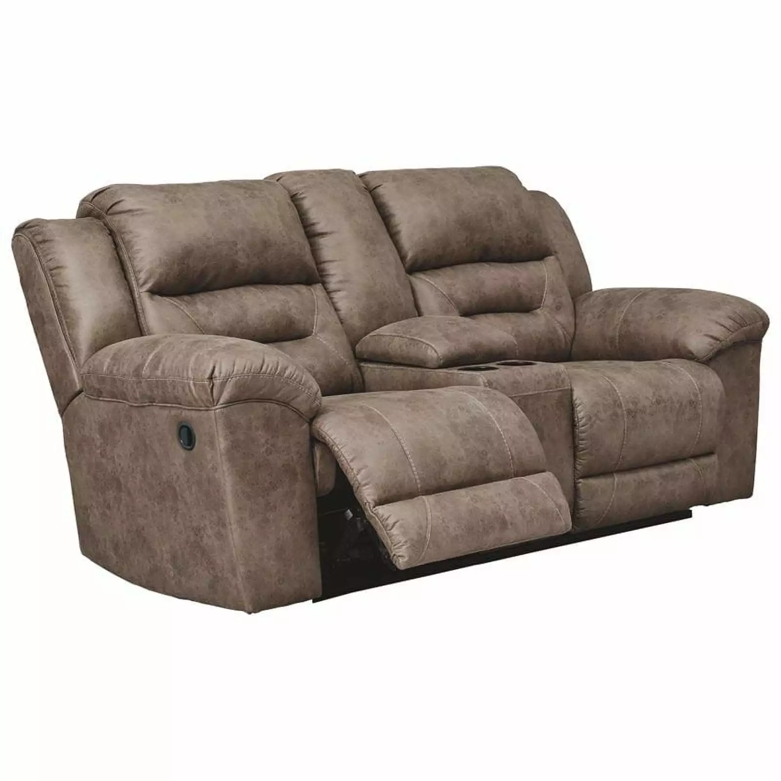 Bowery Hill Contemporary Reclining Loveseat with Console in Fossil