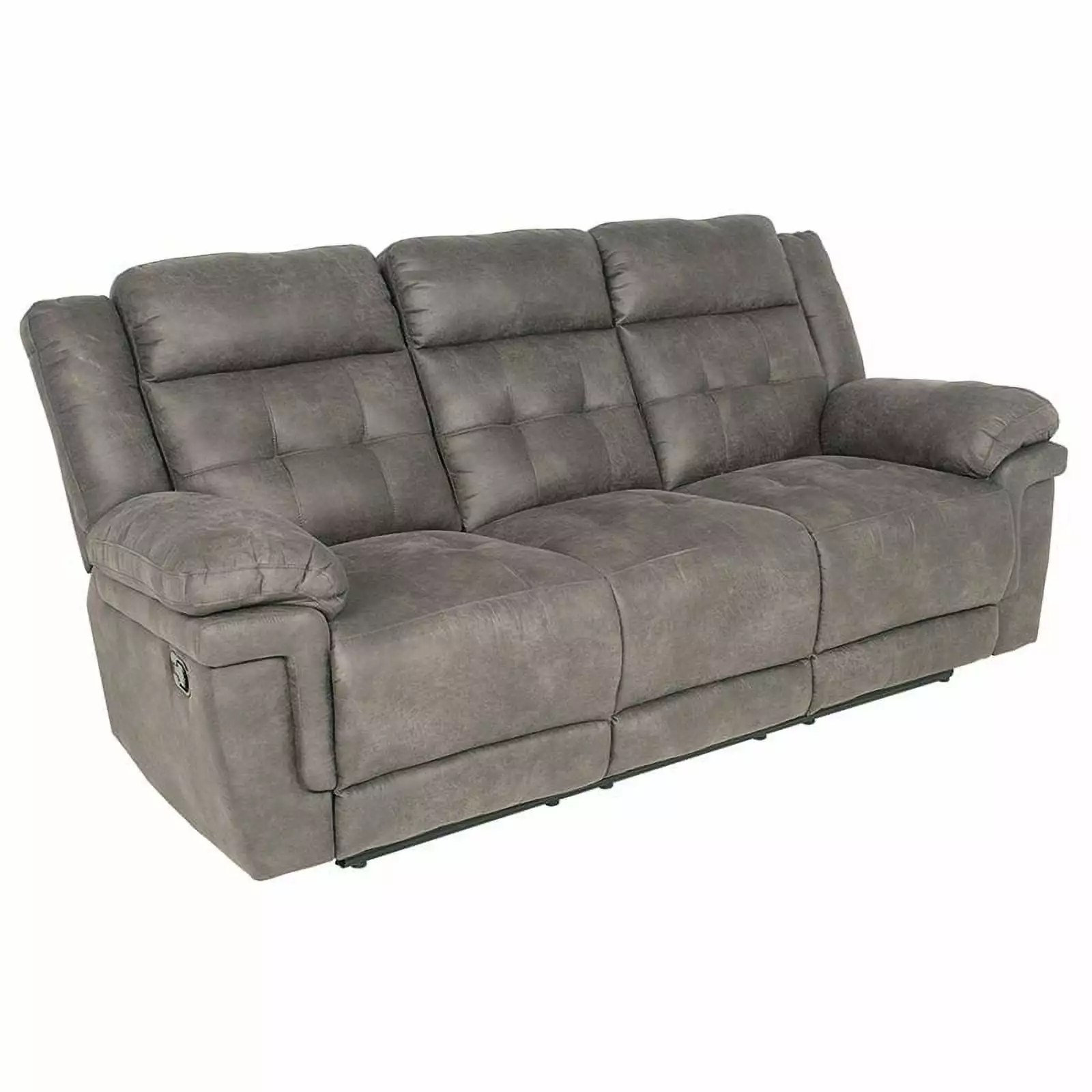 Bowery Hill Transitional Fabric Reclining Sofa in Gray Finish