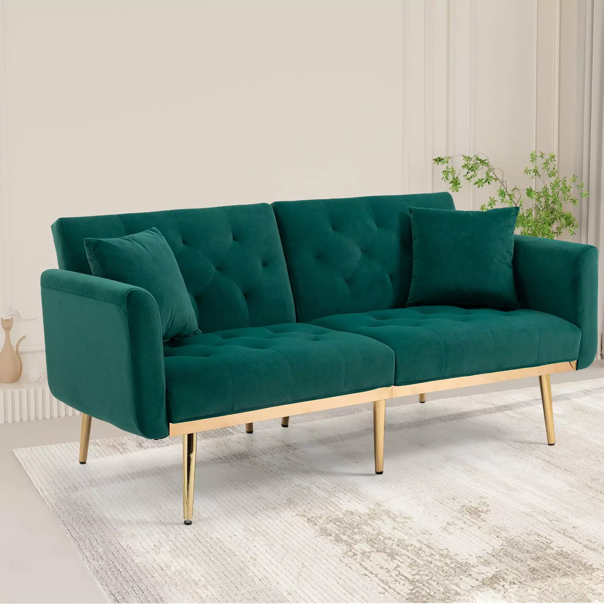 COOLMORE Velvet Sofa . Accent sofa .loveseat sofa with metal feet