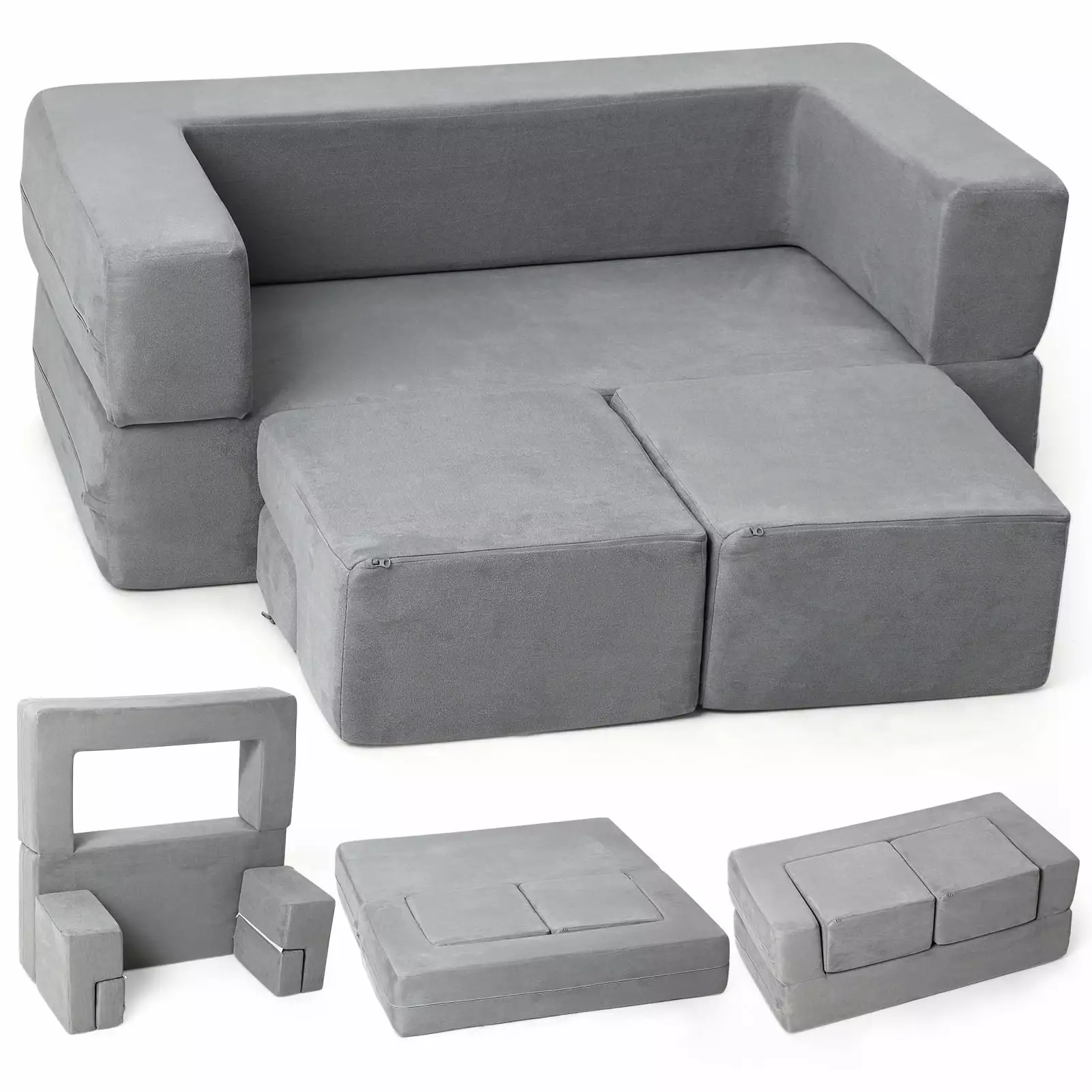 CREATIVE HOBBIES Modular Kids Couch for Toddler Playroom. Imaginative Furniture Child Sectional Sofa for Playing and Sleeping. Suitable Imaginative Kids Furniture Multifunctional Couch