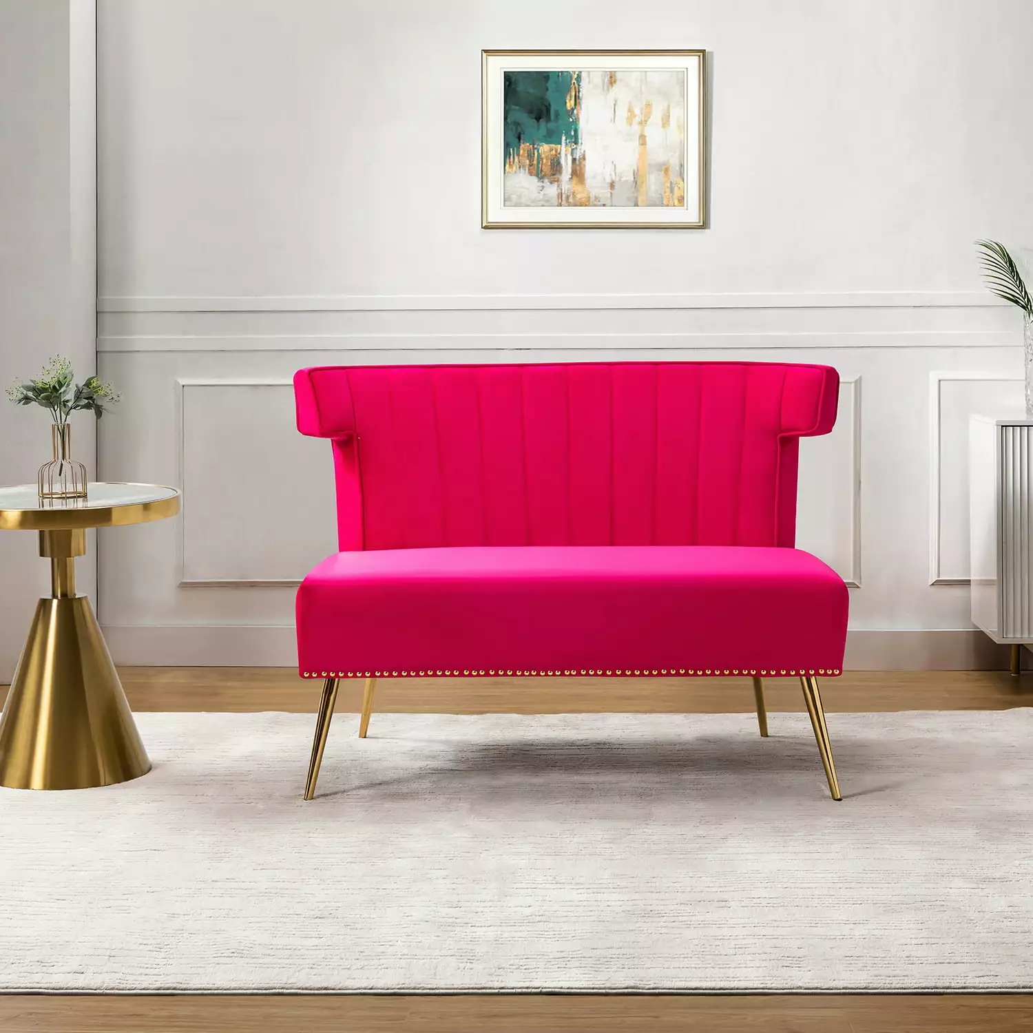 Cadmus Armless Loveseat Fuchsia