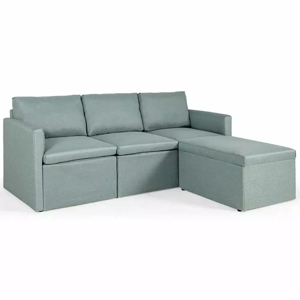 Canddidliike Convertible L-Shaped Sectional Sofa Couch with Reversible Chaise-Green. Convertible Sectional Sofa with Reversible Ottoman.L-shaped 4-Seat Couch for Living Room