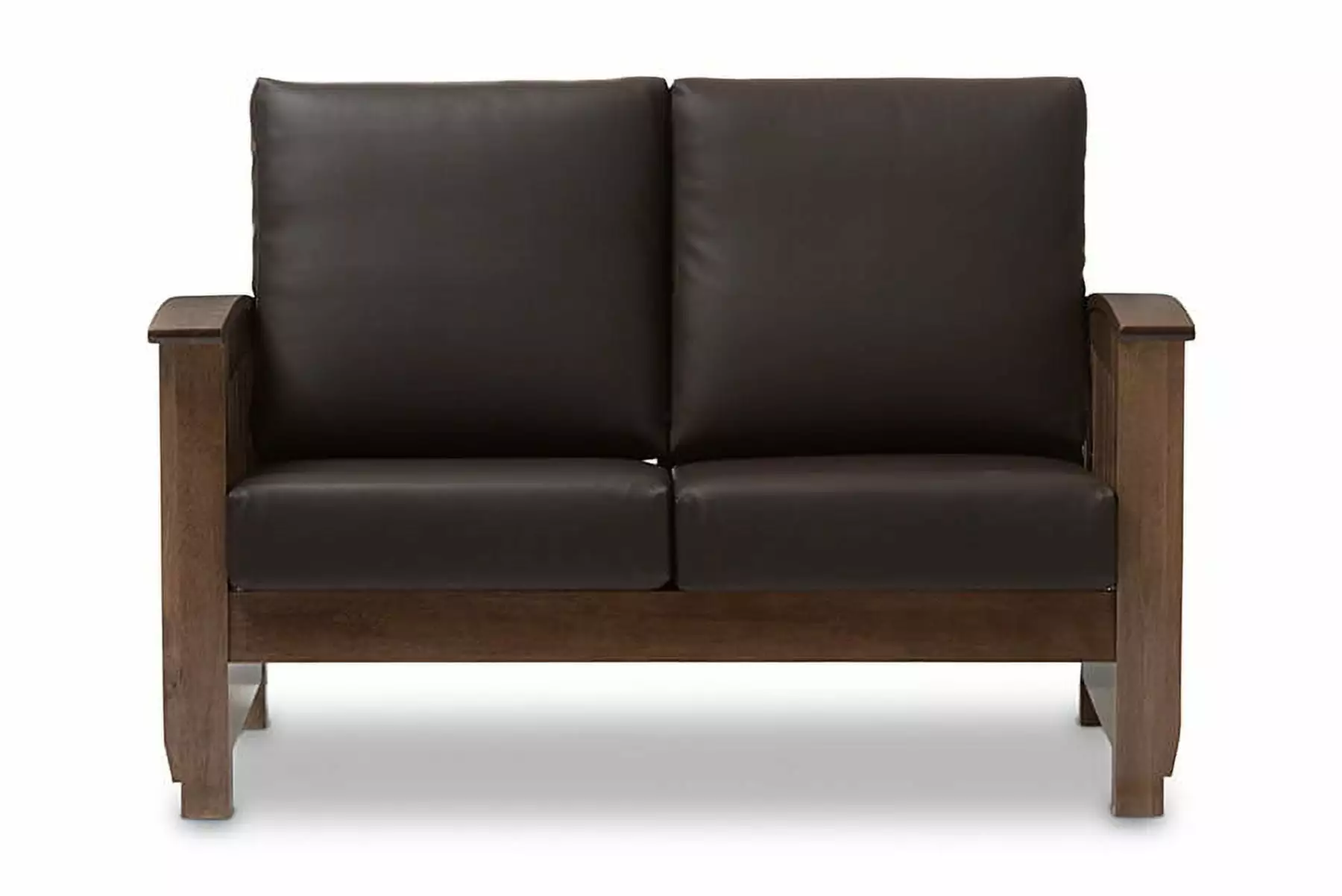 Charlotte Faux Leather Loveseat in Dark Brown