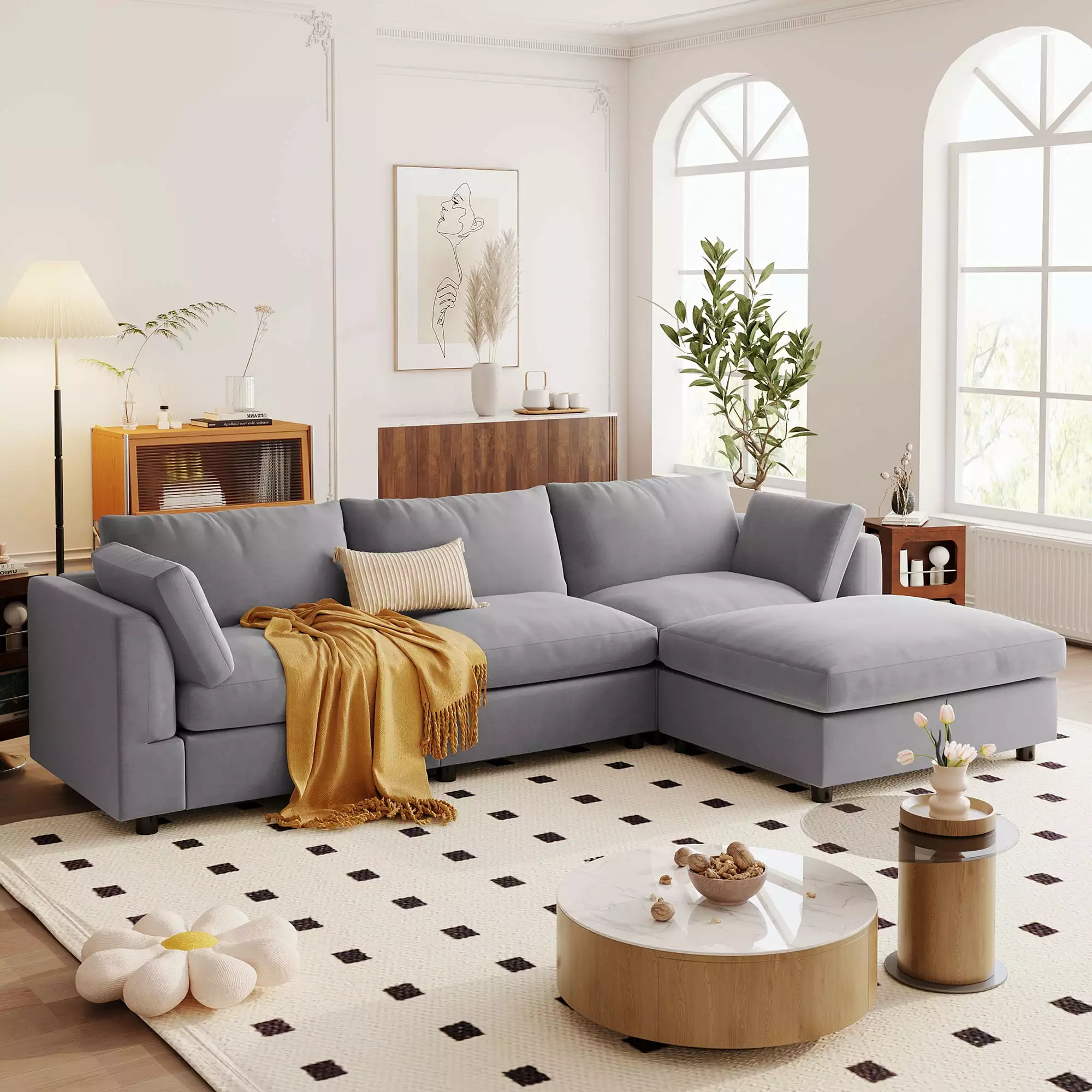 Churanty Upholstery Convertible Sectional Sofa. L Shaped Couch with Reversible Chaise