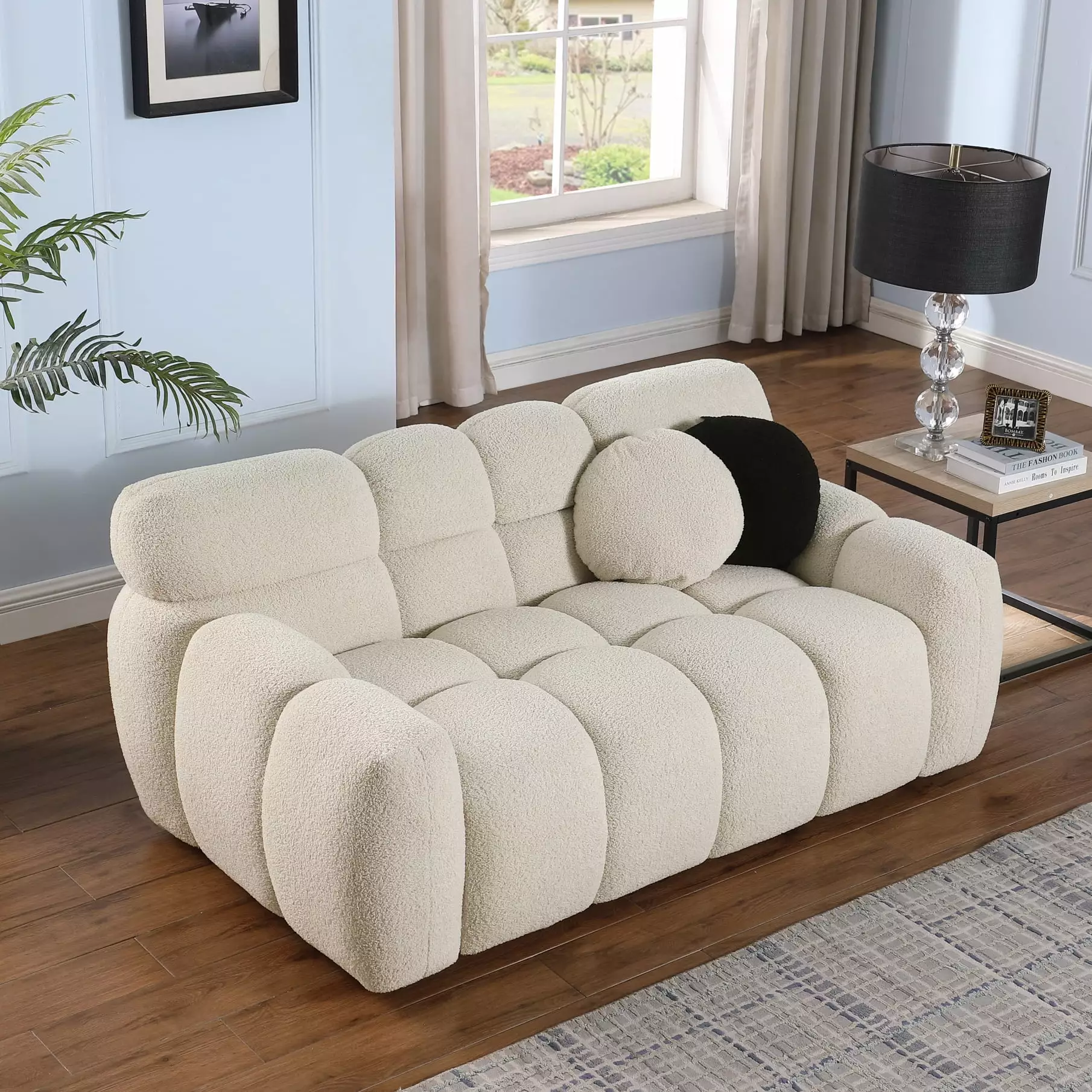 Cloud Couch. 64.96 Loveseat Couch with 24.5 Deep Seat. Comfy 2 Seat Couch with Marshmallow Shape for Living Room. Beige