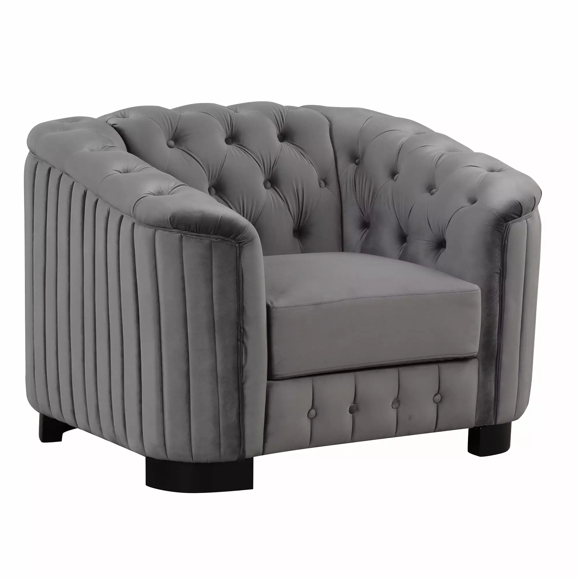 Homiyad 41.5 Velvet Upholstered Accent Sofa.Modern Single Sofa Chair with Thick Removable Seat Cushion.Modern Single Couch for Living Room.Bedroom.Or Small Space.Gray