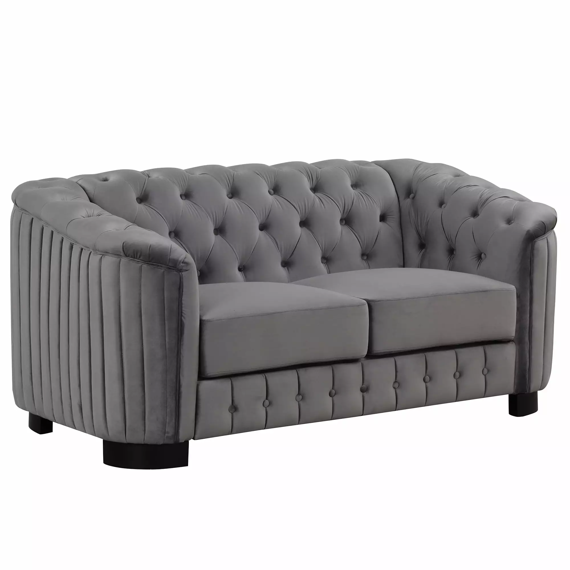 CoSoTower 64 Velvet Upholstered Loveseat Sofa.Modern Loveseat Sofa with Thick Removable Seat Cushion.2-Person Loveseat Sofa Couch for Living Room.Bedroom.Or Small Space.Gray