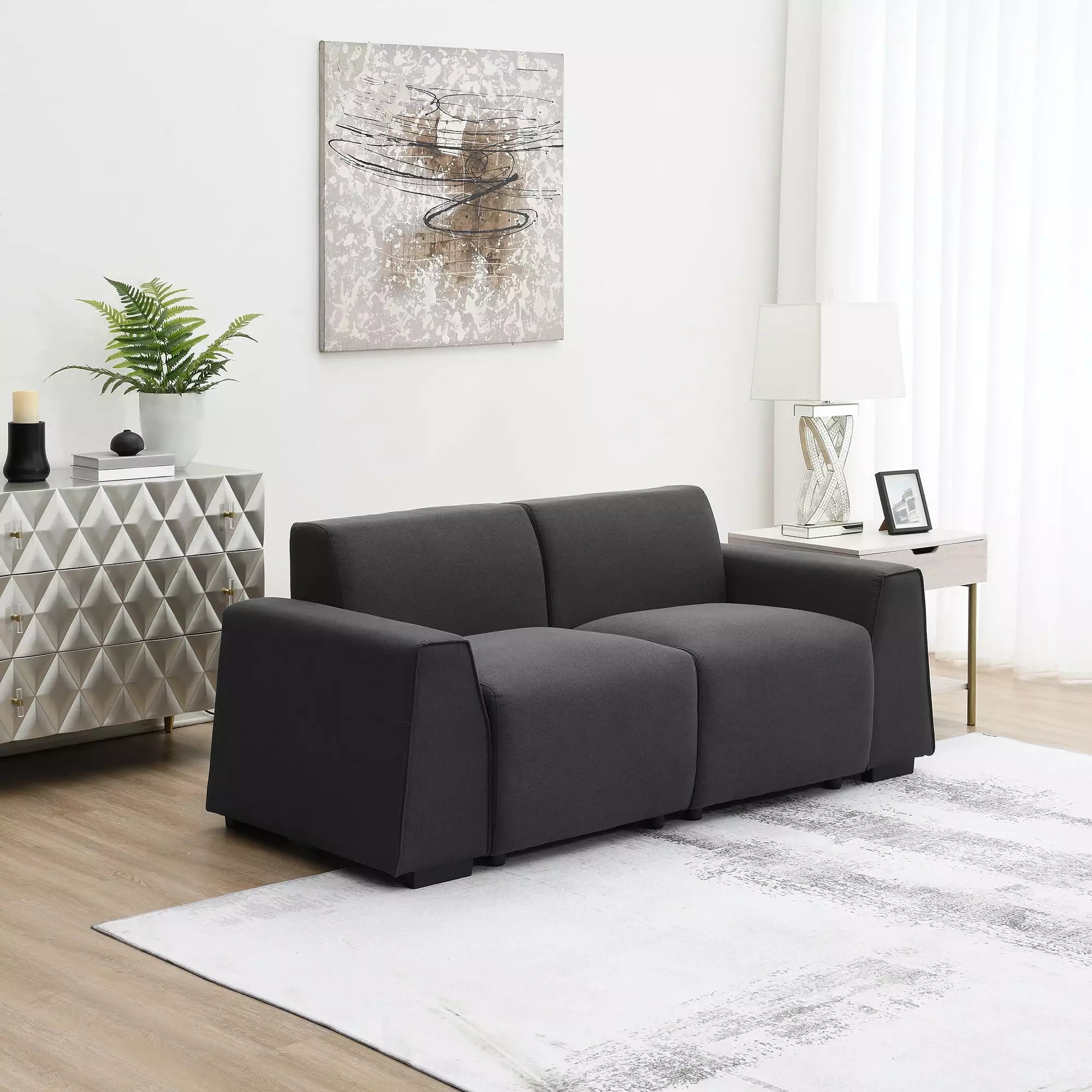 CoSoTower 71*35.5 Modern Linen Fabric Sofa.Stylish and Minimalist 2-3 Seat Couch.Easy to Install.Exquisite Loveseat with Wide Armrests for Living Room.Bedroom.Apartment.Office.2 Colors