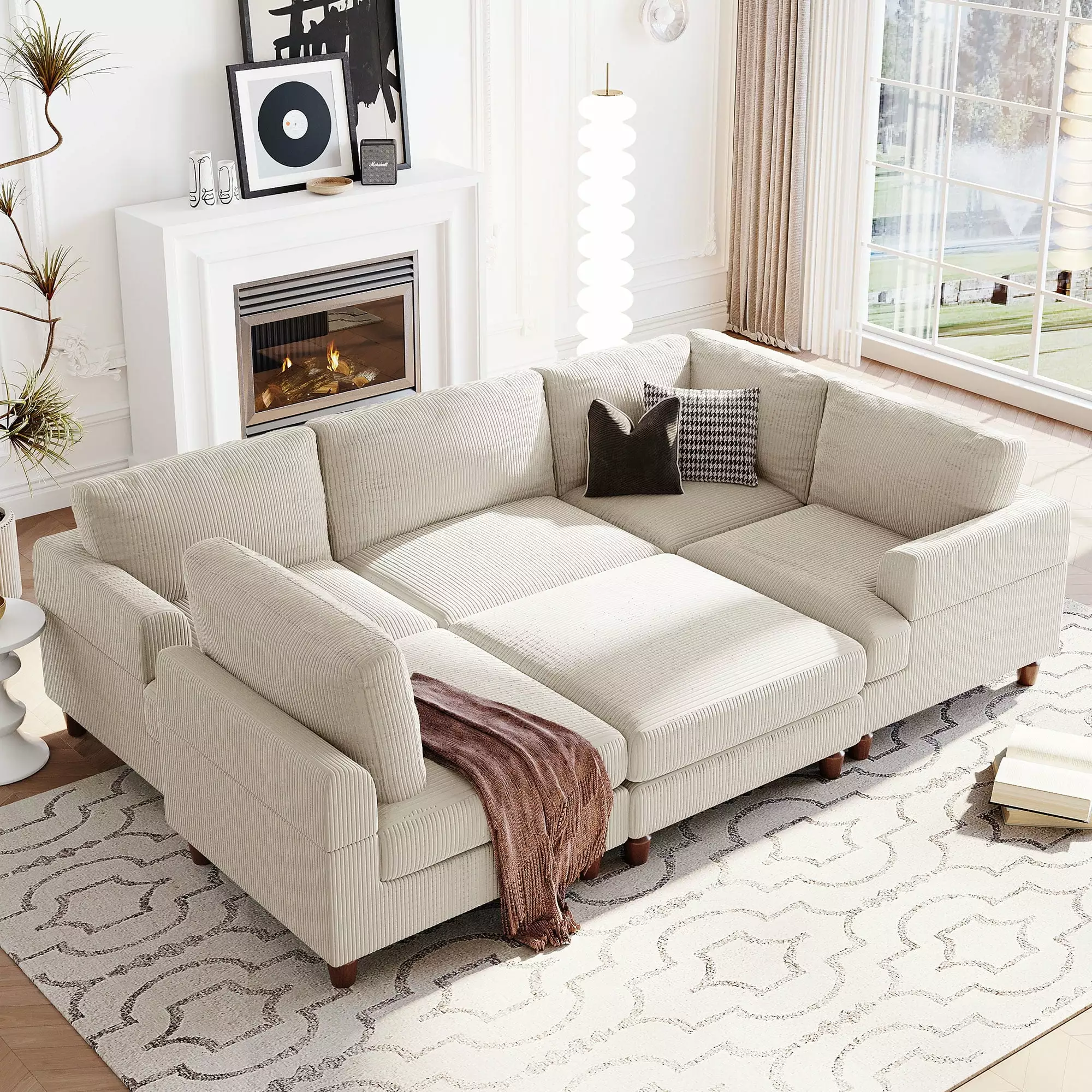 CoSoTower Modular Sectional Sofa with Ottoman L Shaped Corner Sectional for Living Room. Office. Spacious Space