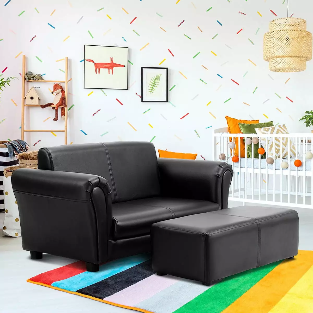 Costway Kids Sofa Armrest Chair Couch Lounge in Black