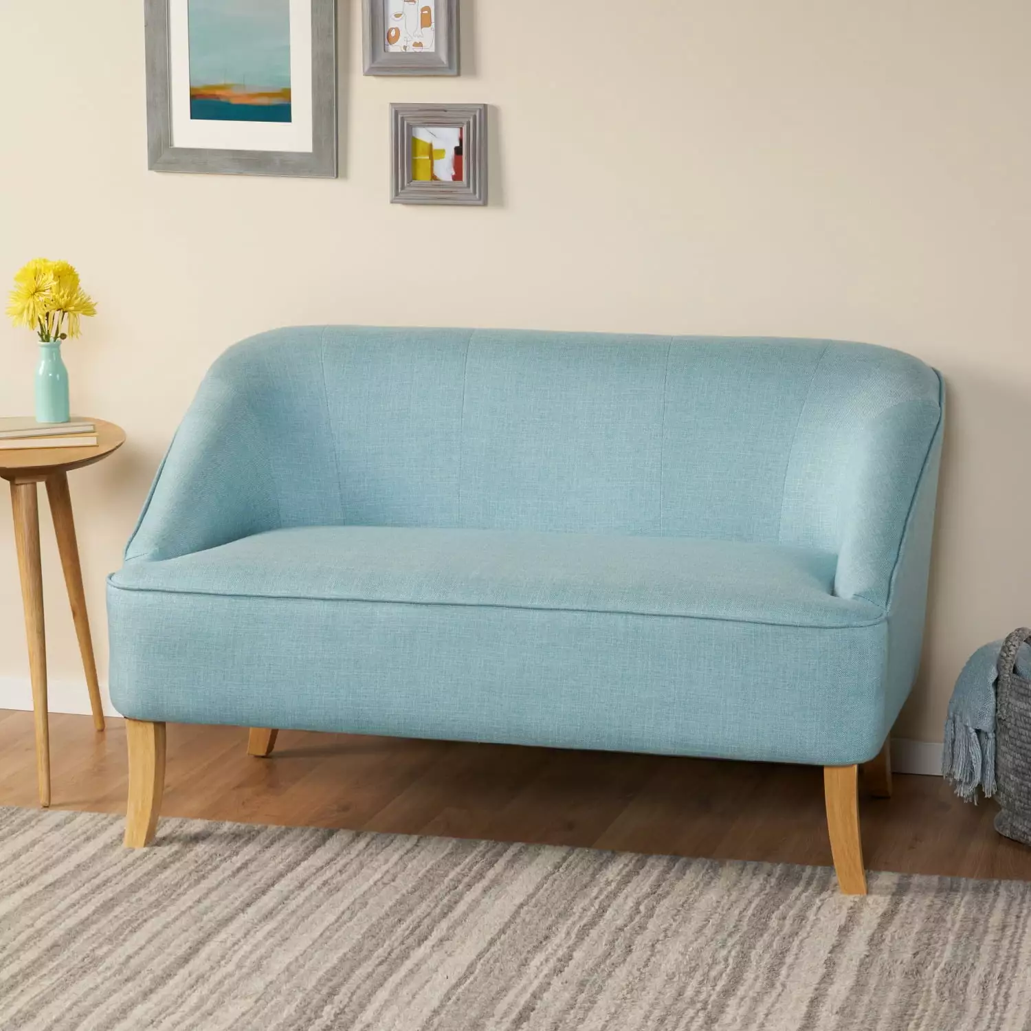 Cozy and Stylish Modern Two-Seater Love Seat - Comfortable Addition to Your Living Room Furniture Collection - Soft Fabric Upholstery for Small Spaces - Ideal for Apartments Studios and