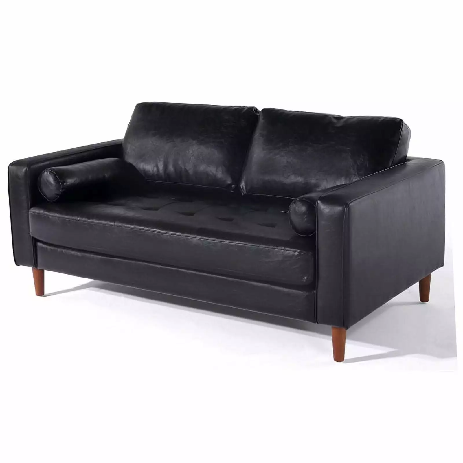 Crafters and Weavers Cosmic Contemporary PU Faux Leather Loveseat in Black