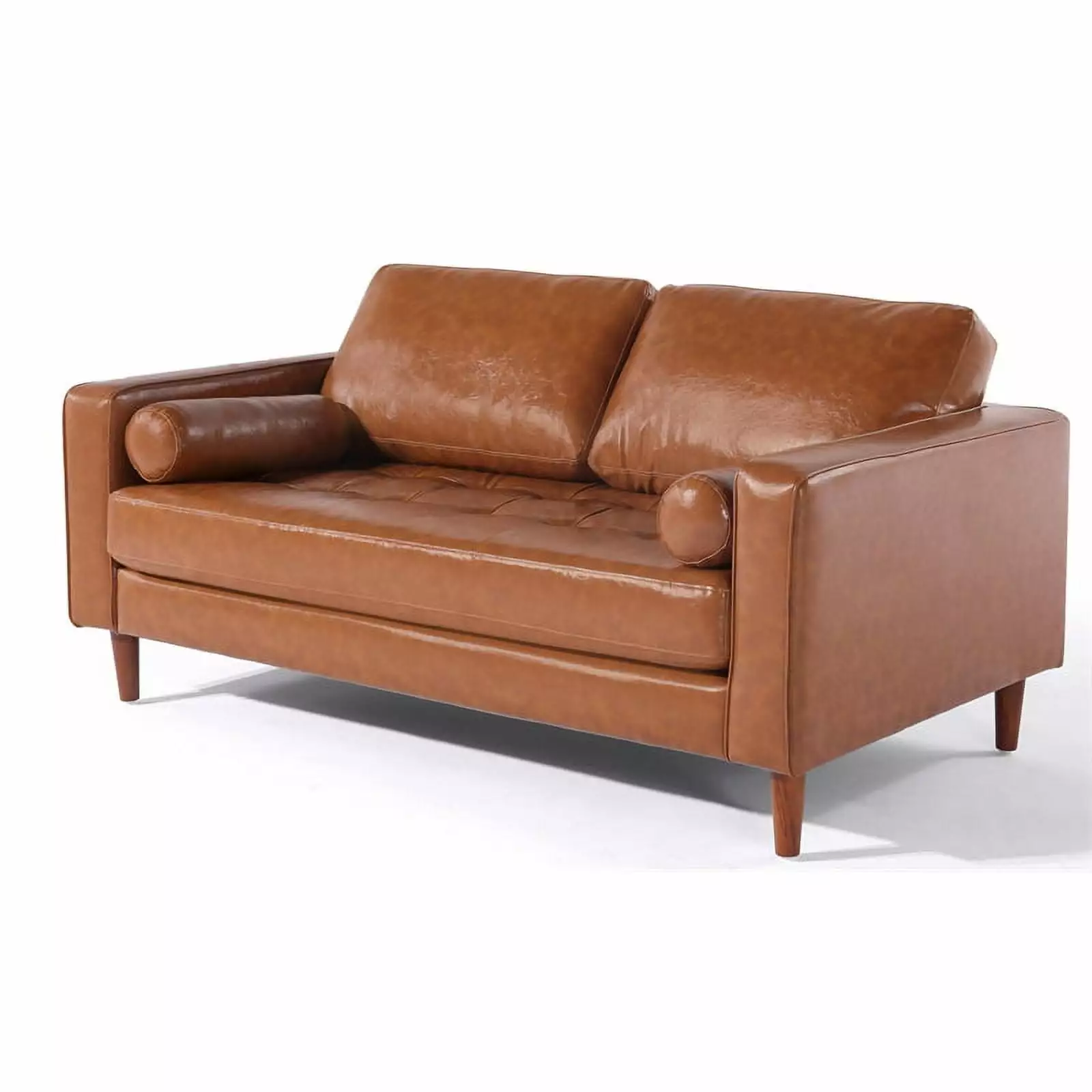 Crafters and Weavers Cosmic Contemporary PU Faux Leather Loveseat in Brown