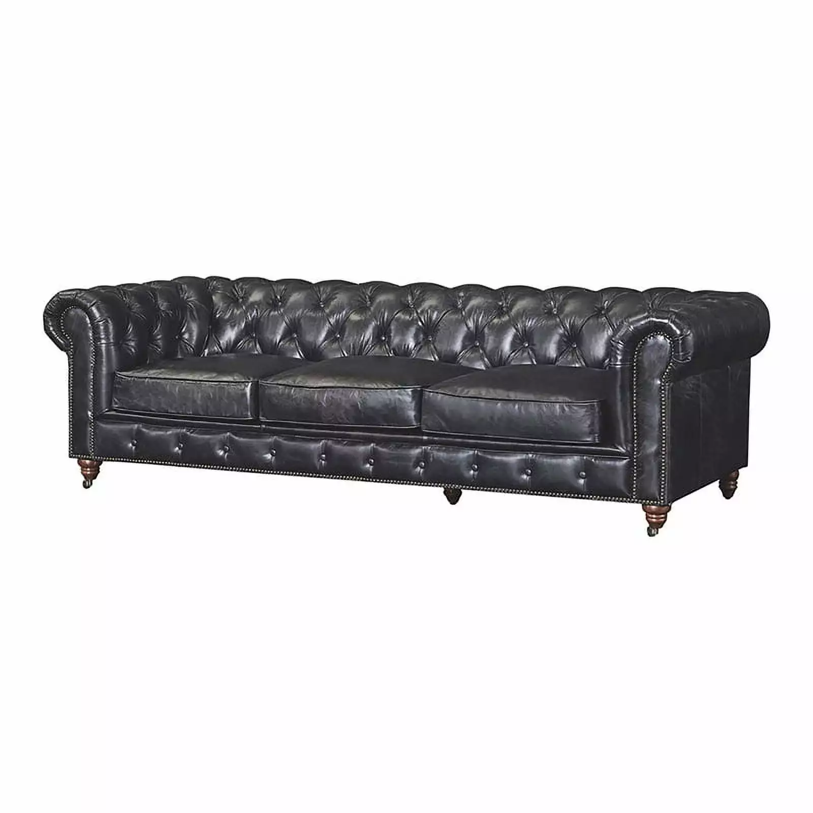 Crafters and Weavers Craftsman Mission 95 Leather Sofa in Black