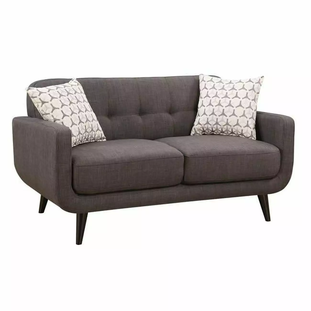 Crystal Charcoal Mid-Century Love Seat