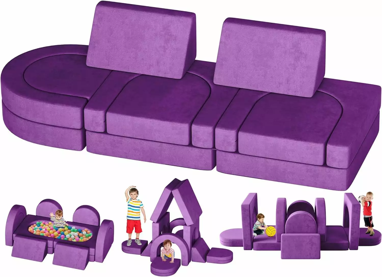 DEYGIA Kids Couch 12PCS. Modular Kids Toddler Play Couch with 2 Triangular Cushions and 4 Arches. kids Sofa Play Couch for Playroom. Bedroom Modular kids Couch for Playing. Creativing. Sleeping kids