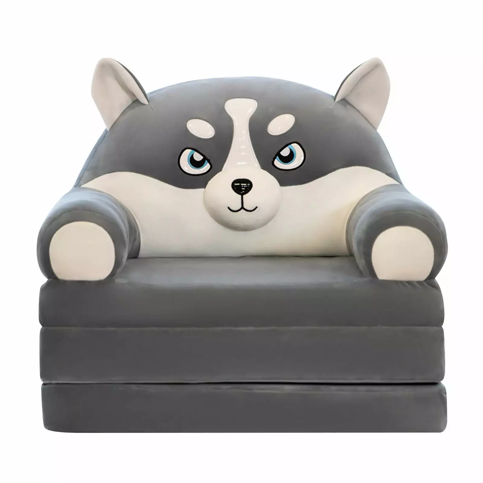 DWRGQD Plush Foldable Kids Sofa Backrest Armchair 2 In 1 Foldable Children Sofa Cute Cartoon Lazy Sofa Children Flip Open Sofa Bed For Living Room Bedroom Without Liner Filler Cushion Dark Gray