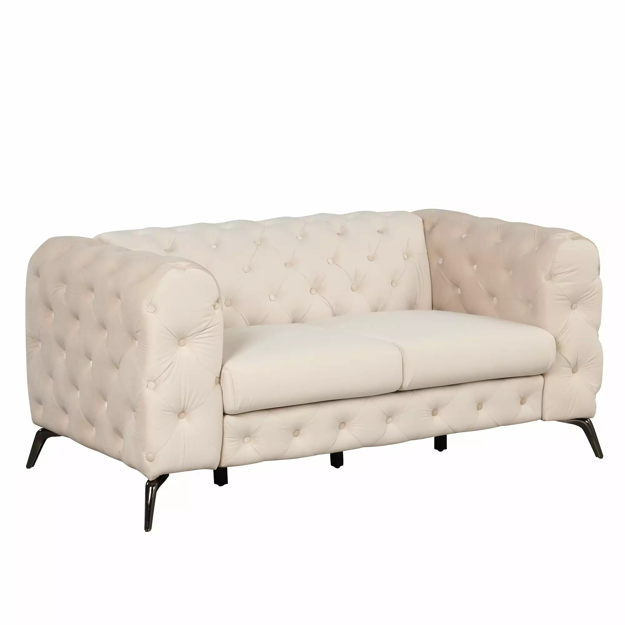 DeeHome 63 Velvet Upholstered Loveseat Sofa.Modern Loveseat Sofa with Button Tufted Back.2-Person Loveseat Sofa Couch for Living Room.Bedroom.or Small Space.Beige