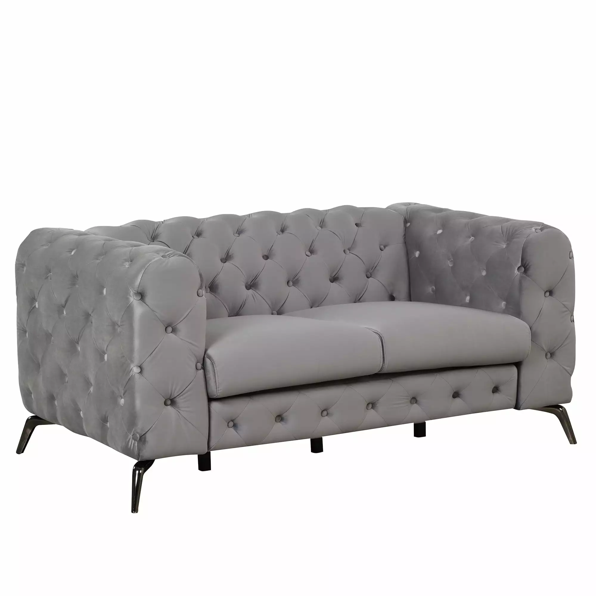 DeeHome 63 Velvet Upholstered Loveseat Sofa.Modern Loveseat Sofa with Button Tufted Back.2-Person Loveseat Sofa Couch for Living Room.Bedroom.or Small Space.Gray