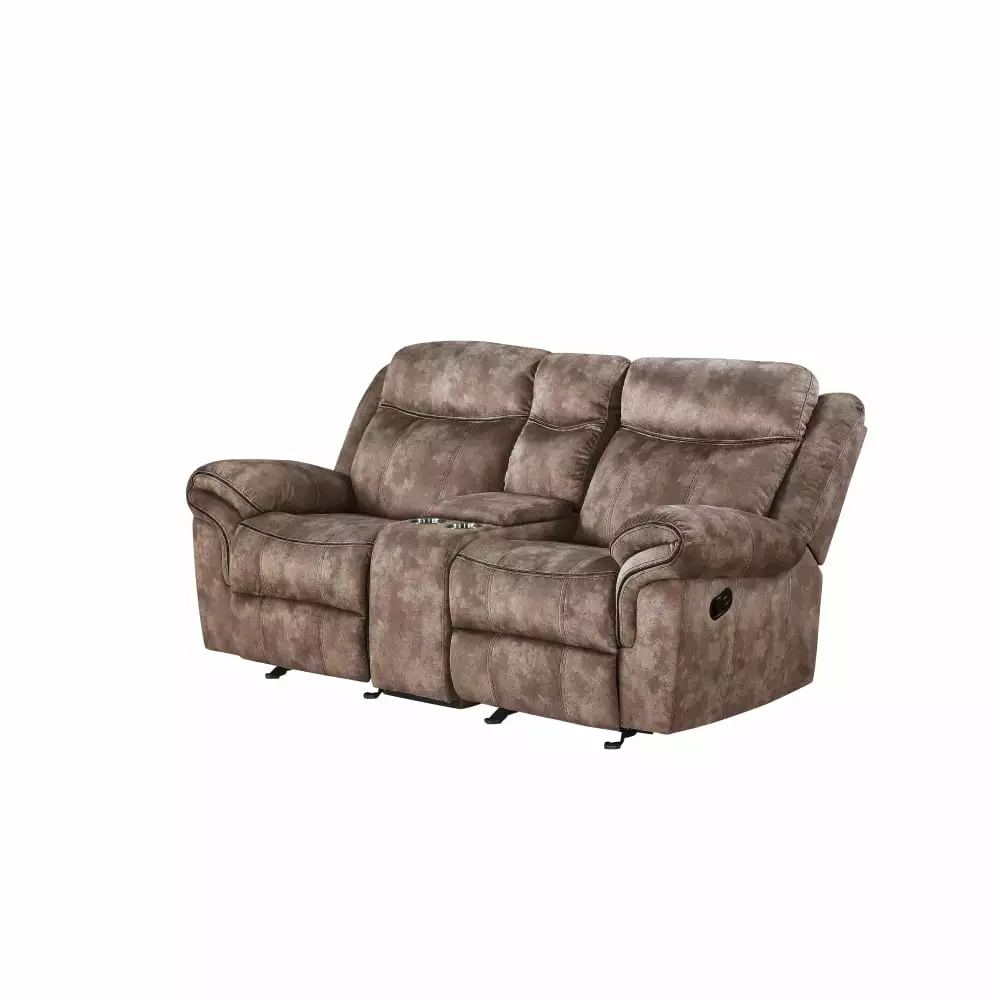 DeeHome ACME Zubaida Loveseat w/Console (Glider & Motion). 2-Tone Chocolate Velvet 55021