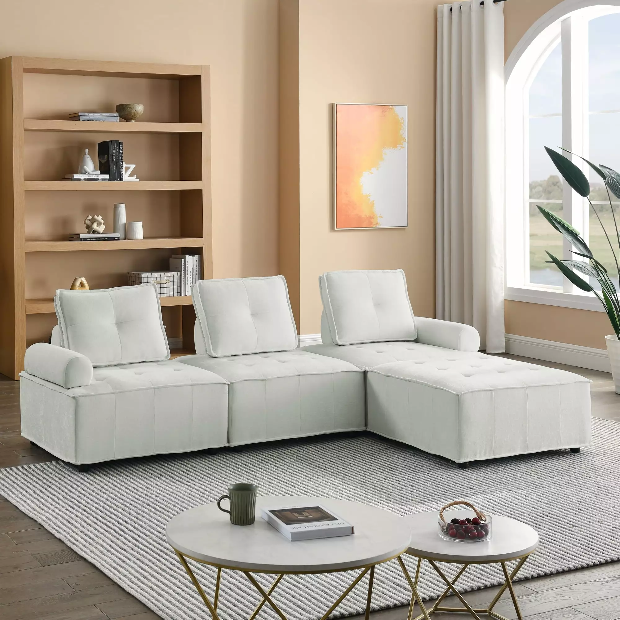 DeeHome L-Shape Modular Sectional Sofa. DIY Combination. Chenille