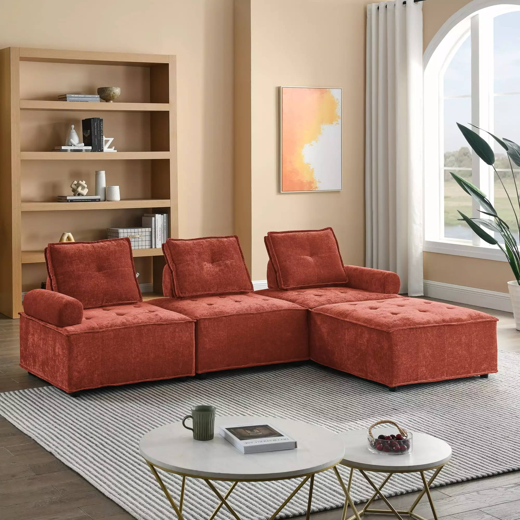 DeeHome L-Shape Modular Sectional Sofa. DIY Combination. Chenille