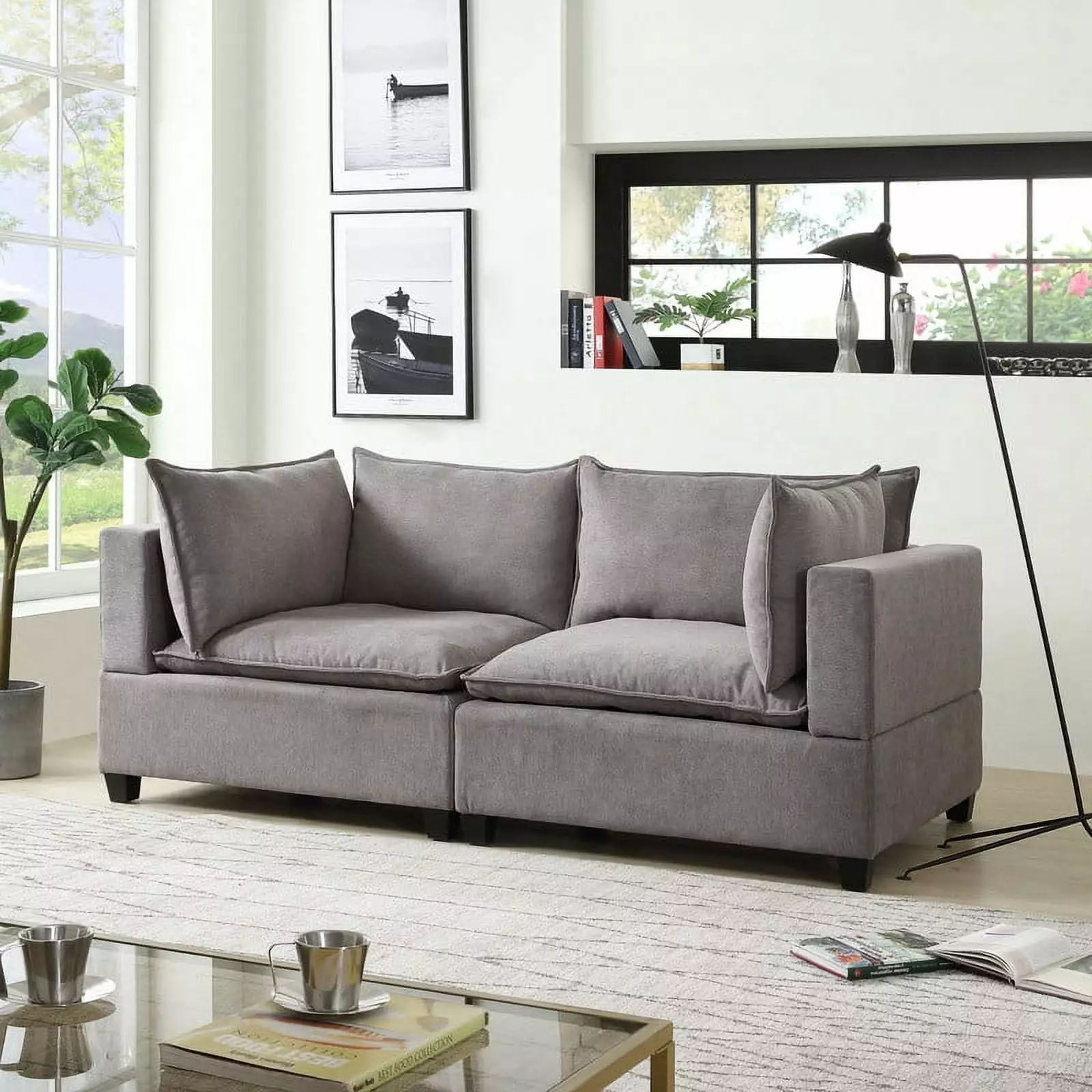 DeeHome Madison 83.5 Light Gray Fabric Loveseat