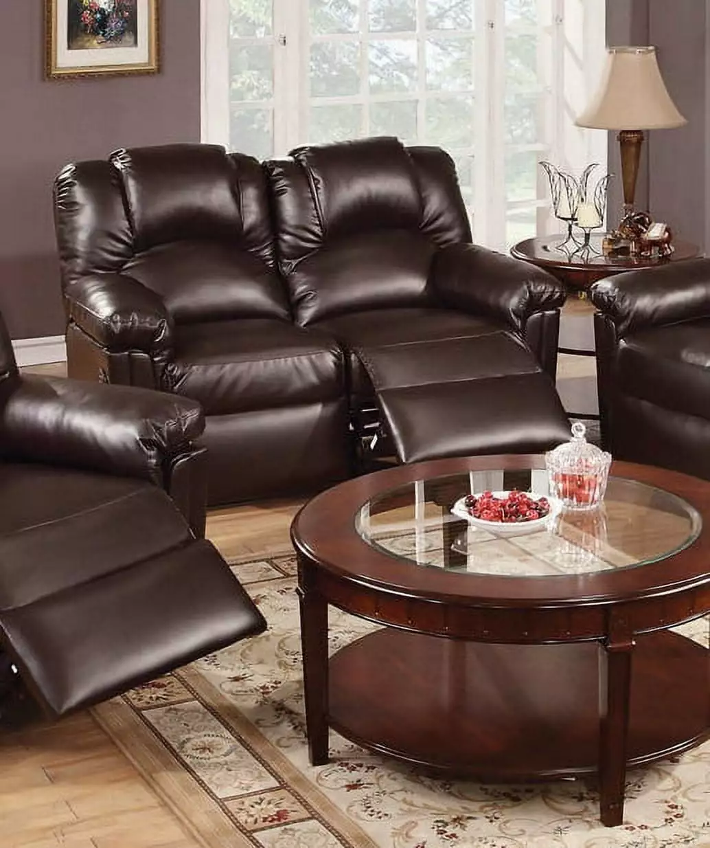 DeeHome Motion Loveseat 1pc Couch Living Room Furniture Brown Bonded Leather