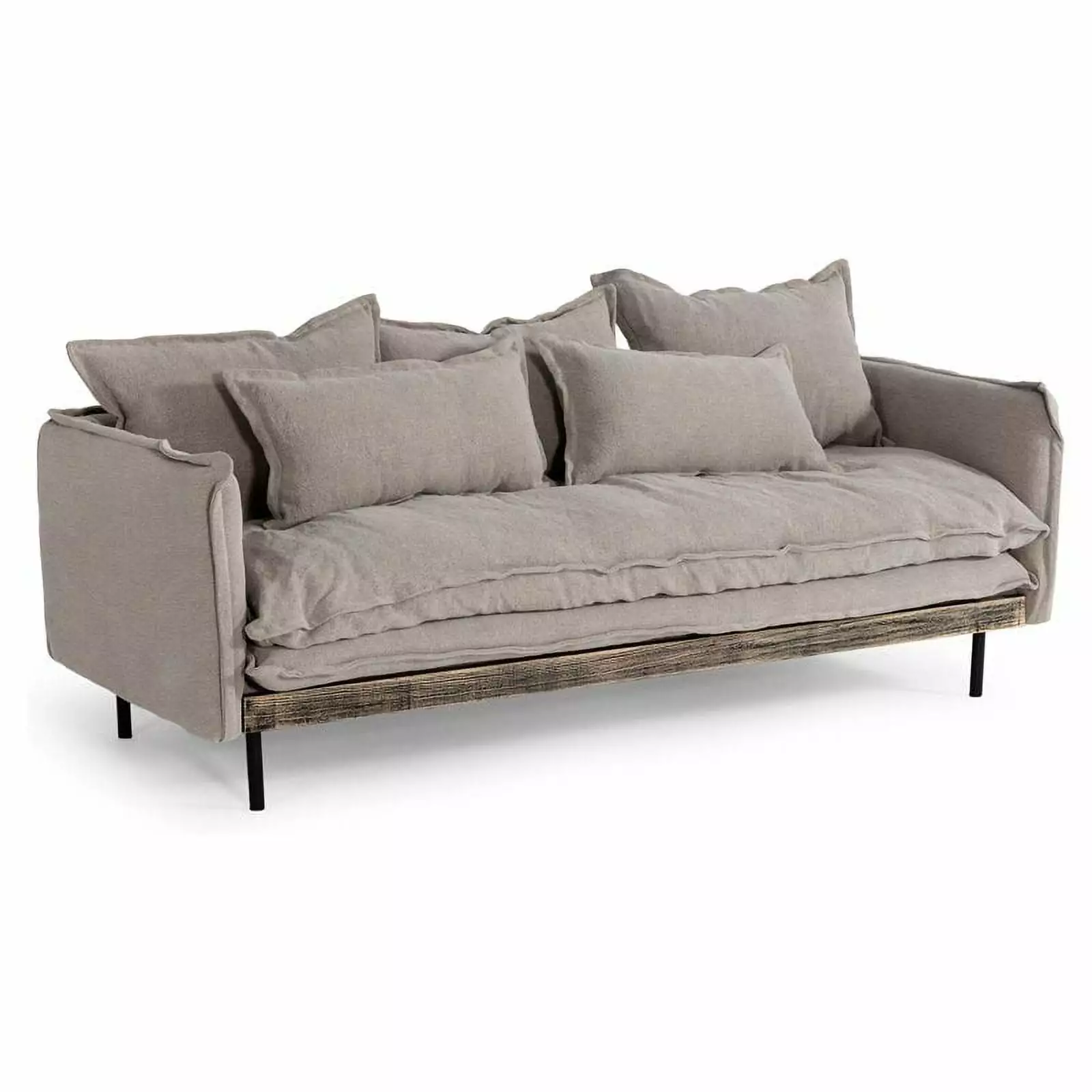 Divani Casa Mathis Removable Cushion Modern Fabric & Wood Sofa in Gray