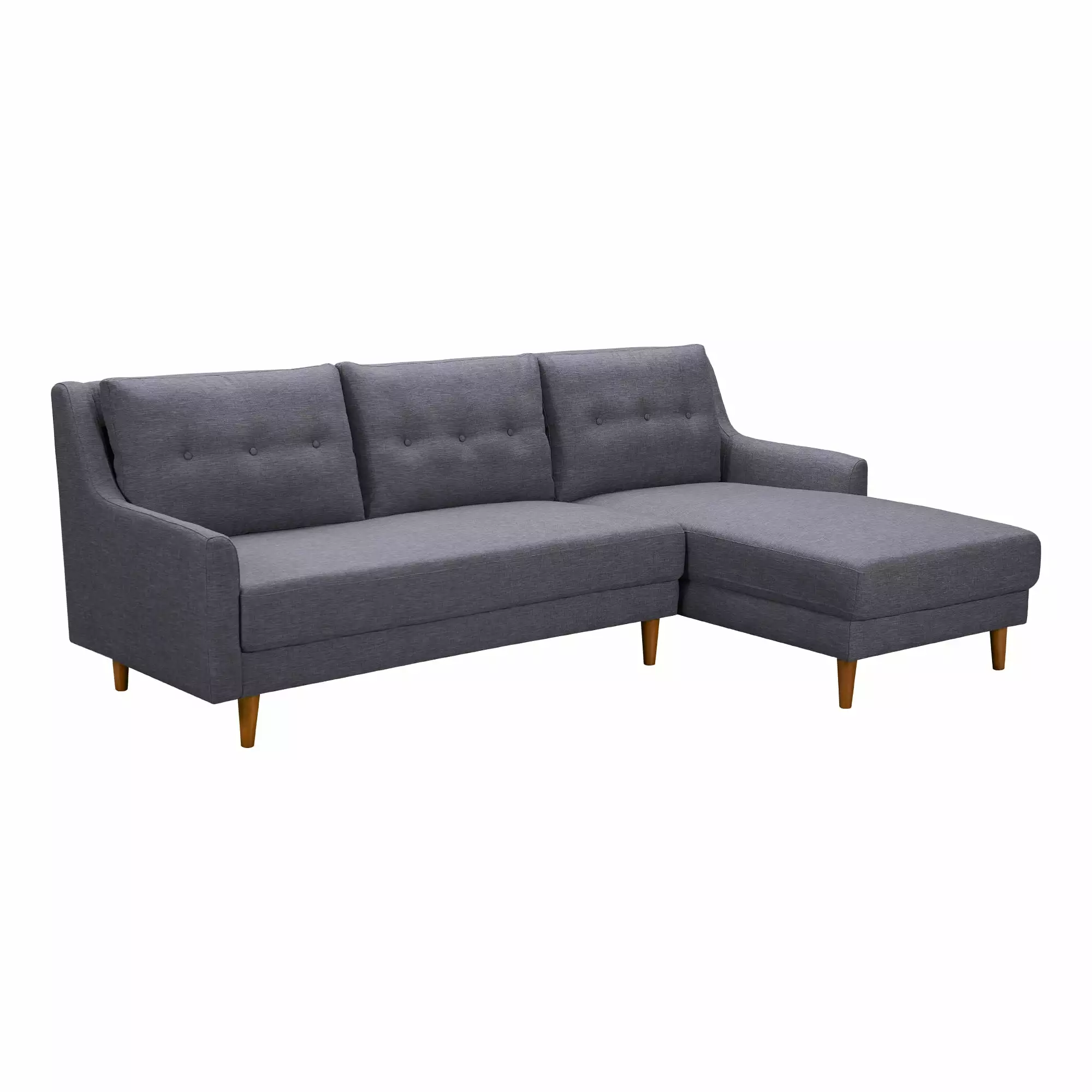 Divine Sectional in Champagne Wood Finish and Dark Gray Fabric