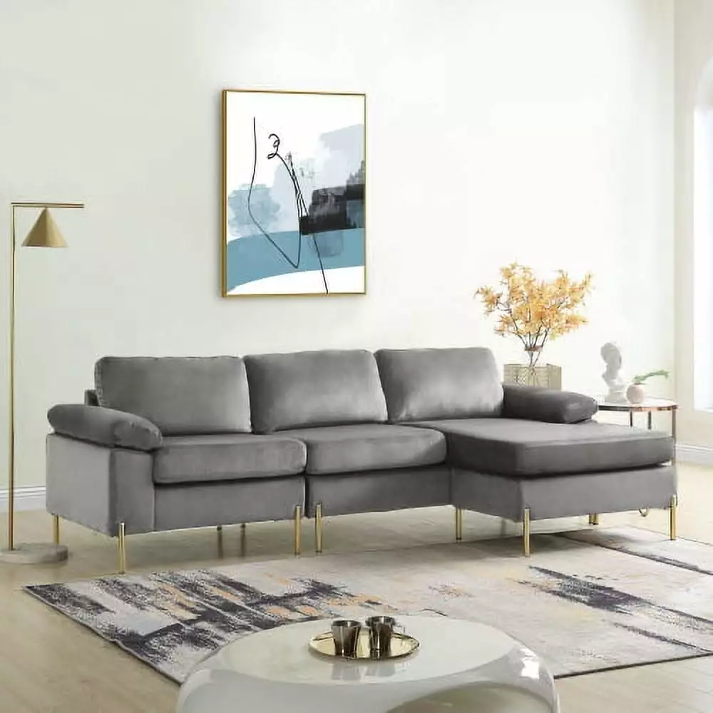 Dolonm Modular Sectional Sofa Couch Velvet L Shaped Couch 3-seat