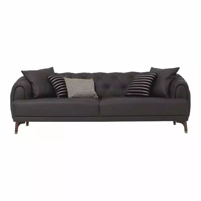 Enza Home Navona 3-Seater Fabric & Wood Sofa Bed in Dark Brown