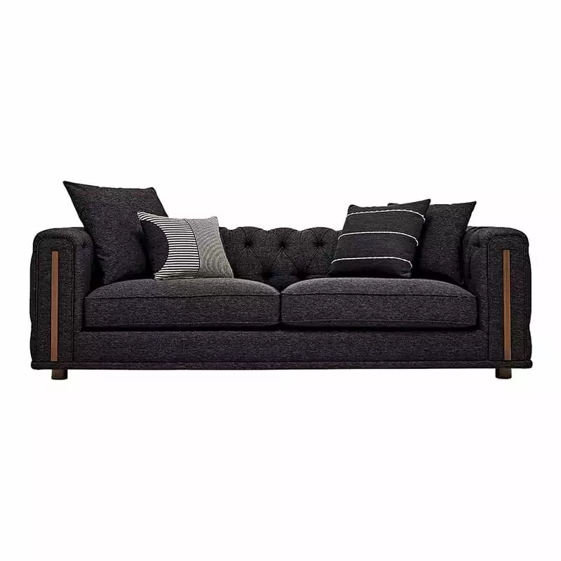 Enza Home Sirona 3-Seater Contemporary Multi-layer Fabric Sofa in Black