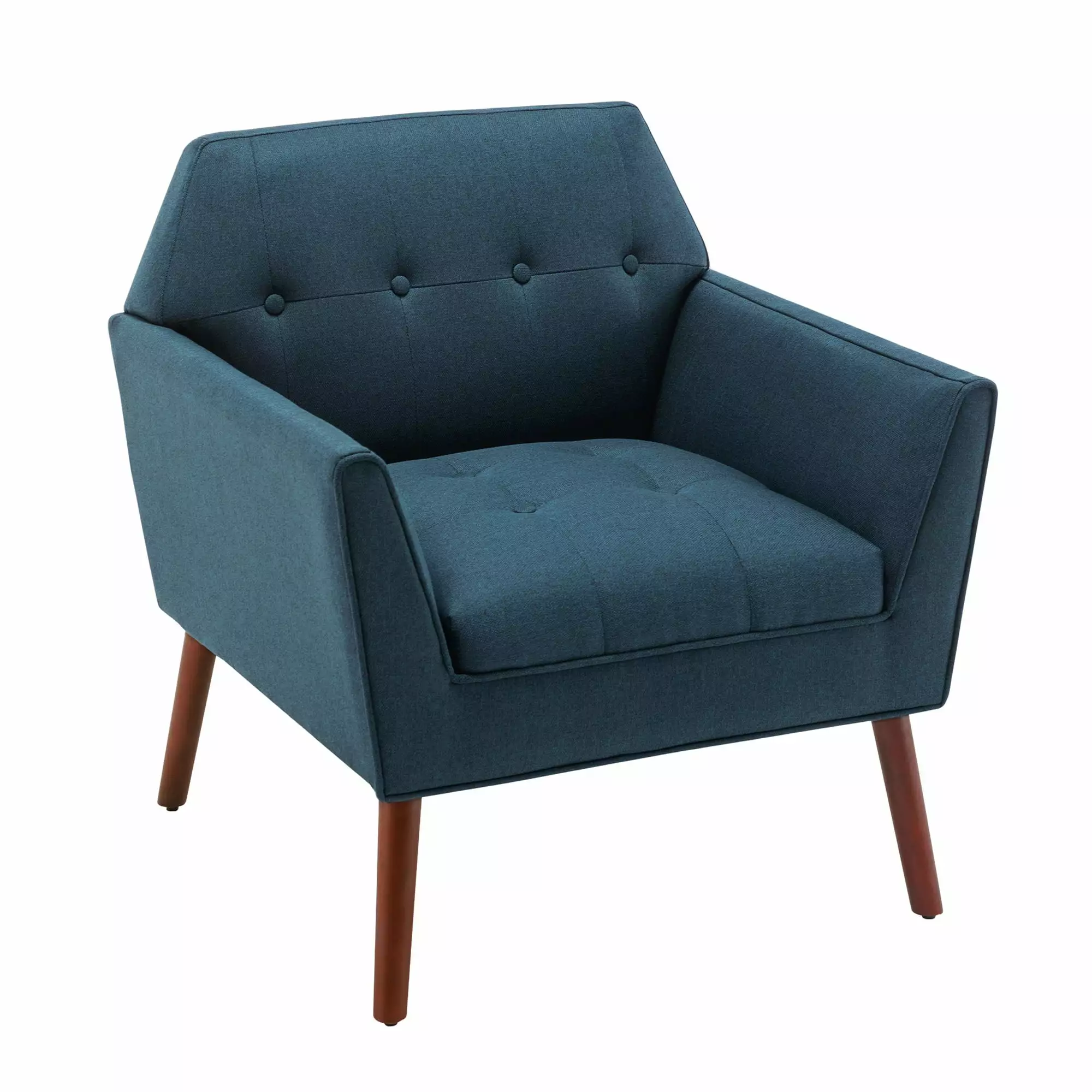 Ergode Take a Seat Andy Accent Chair - Mid-Century Modern Style. Button-Tufted Detailing. Foam Cushioning. Soft Fabric Upholstery. Espresso-Finished Legs.