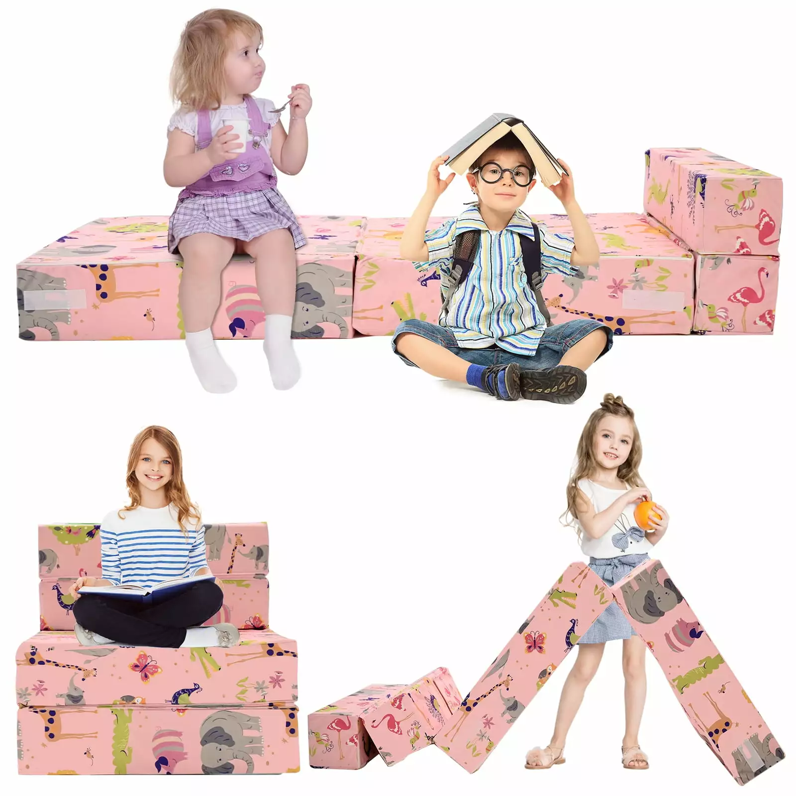 Ficisog Folding Sofa Bed Floor Mattress for Kids. 3in1 Folding Mattress Kid Fold Up Sofa Futon Folding Chair Bed. Child Foldable Mattress Floor Bed Folding Couch Trifold Mattress for Playroom