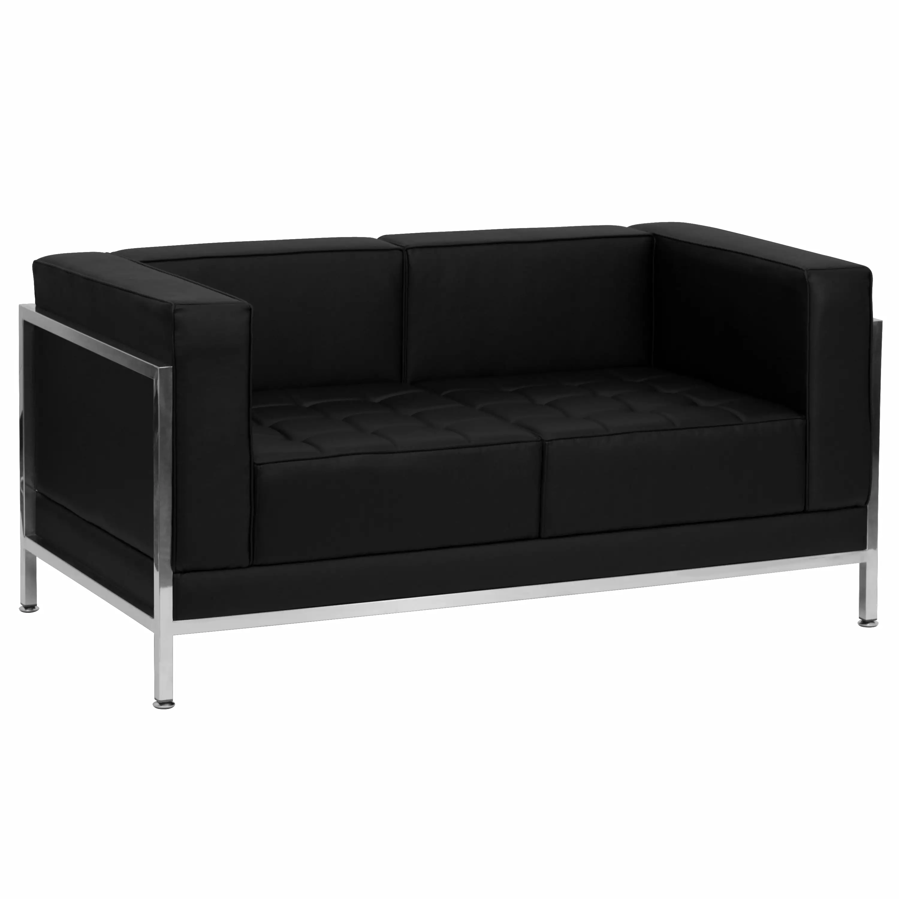 Flash Furniture HERCULES Imagination Series Contemporary Black LeatherSoft Loveseat with Encasing Frame