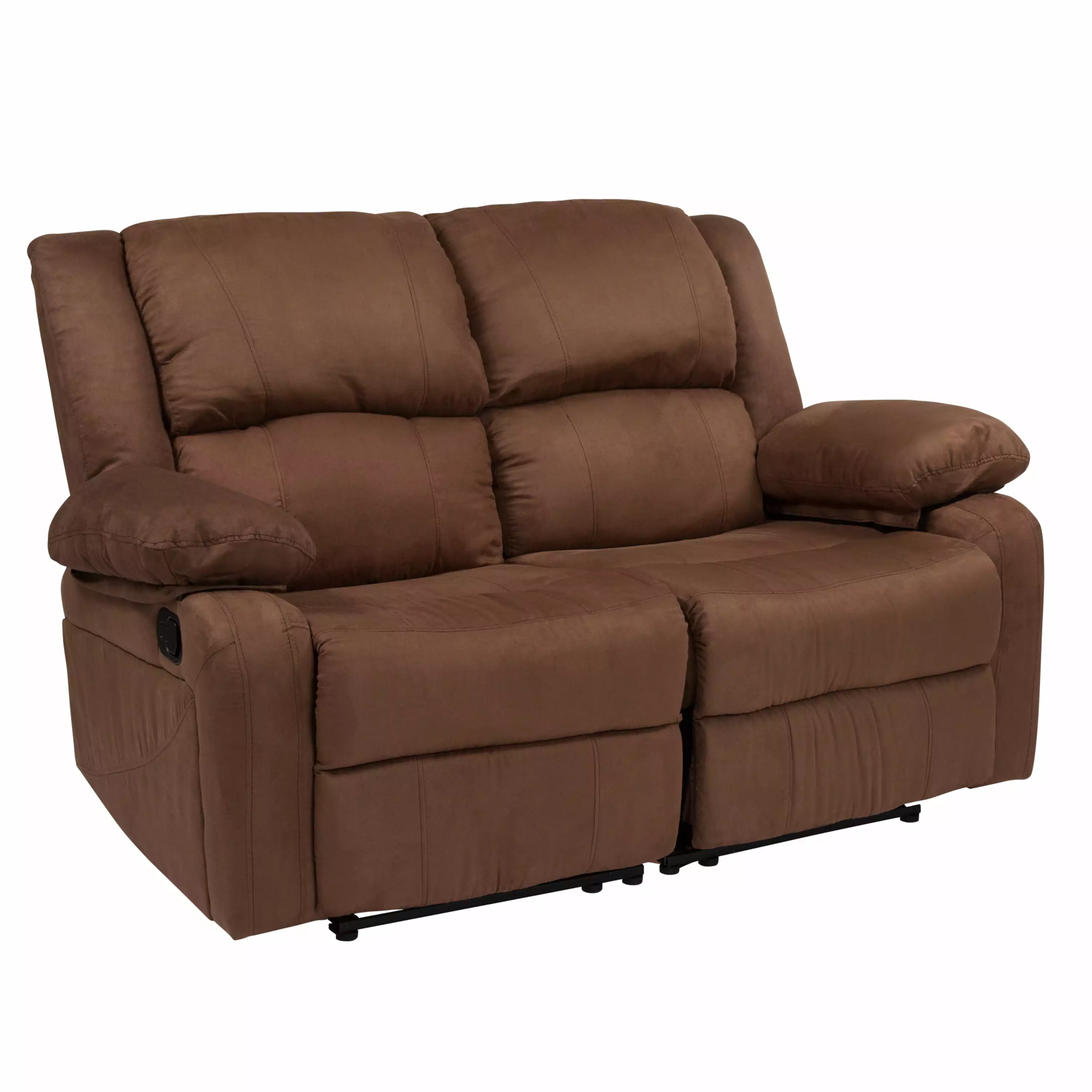 Flash Furniture Harmony Series Chocolate Brown Microfiber Loveseat with Two Built-In Recliners