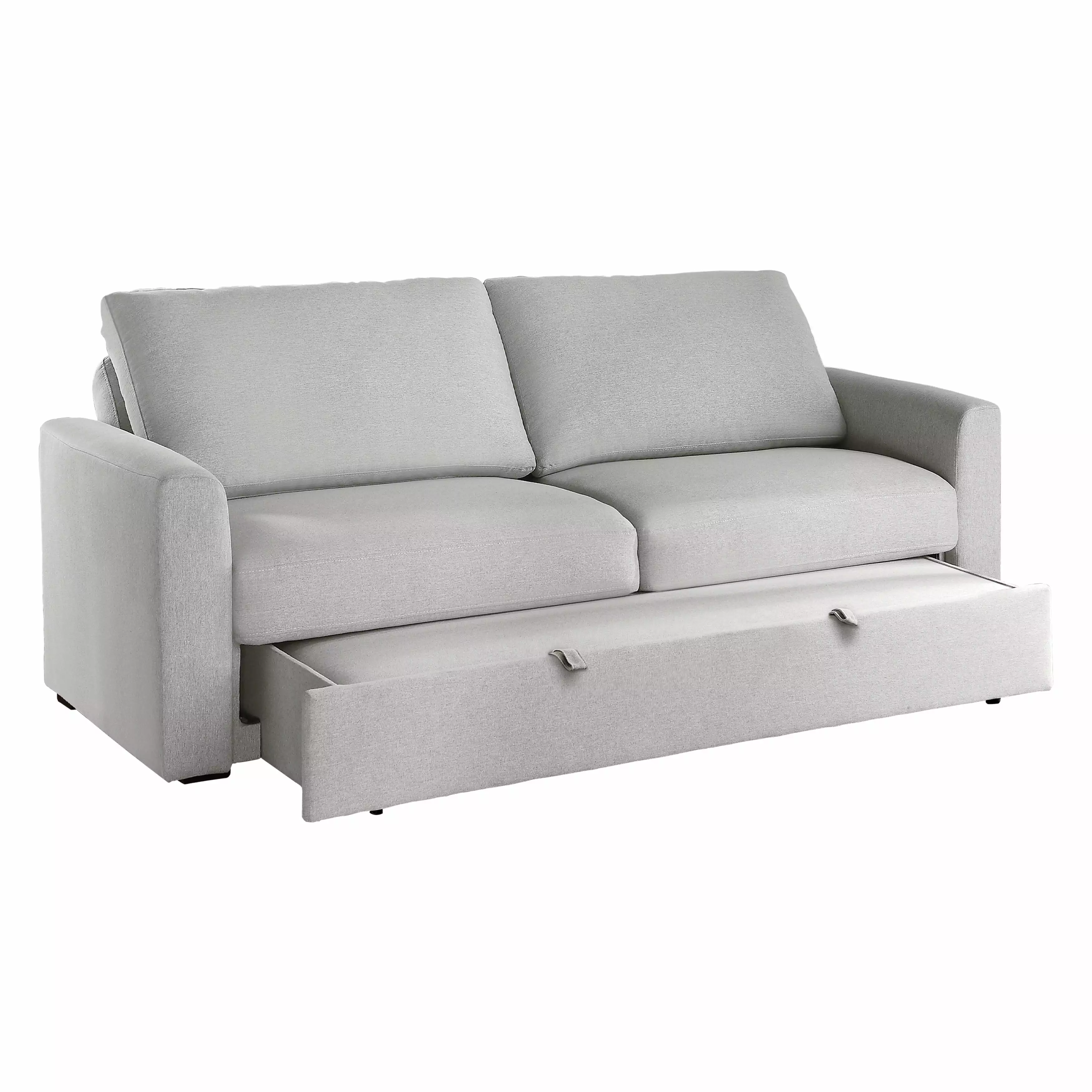 Fremont & Park Eunice Grey Fabric Convertible Studio Sleeper Sofa with Pullout Bed Grey (Wood Leg)