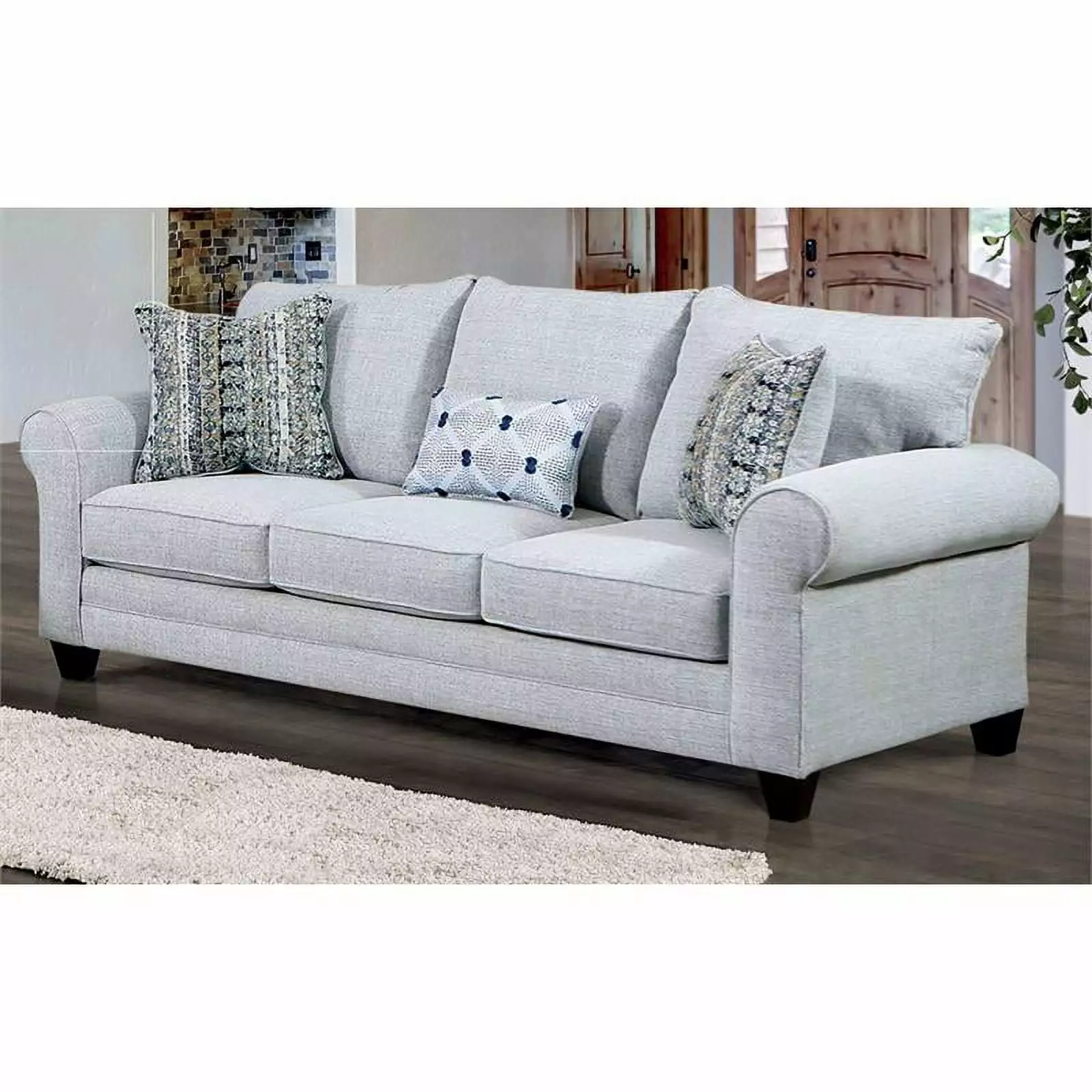 Furniture of America Graw Transitional Fabric Upholstered Sofa in Gray