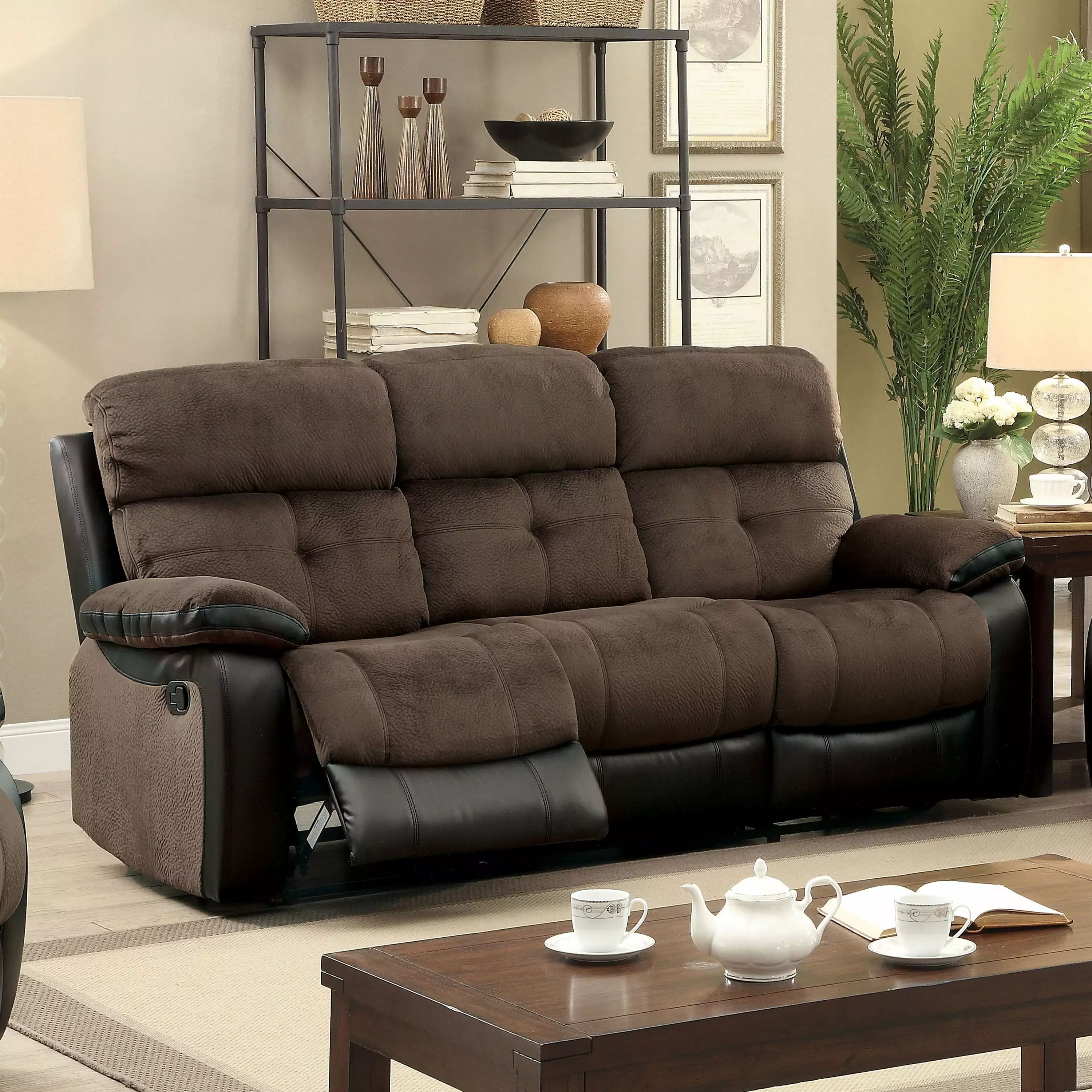 Furniture of America Transitional Fabric Tristen Sofa. Brown