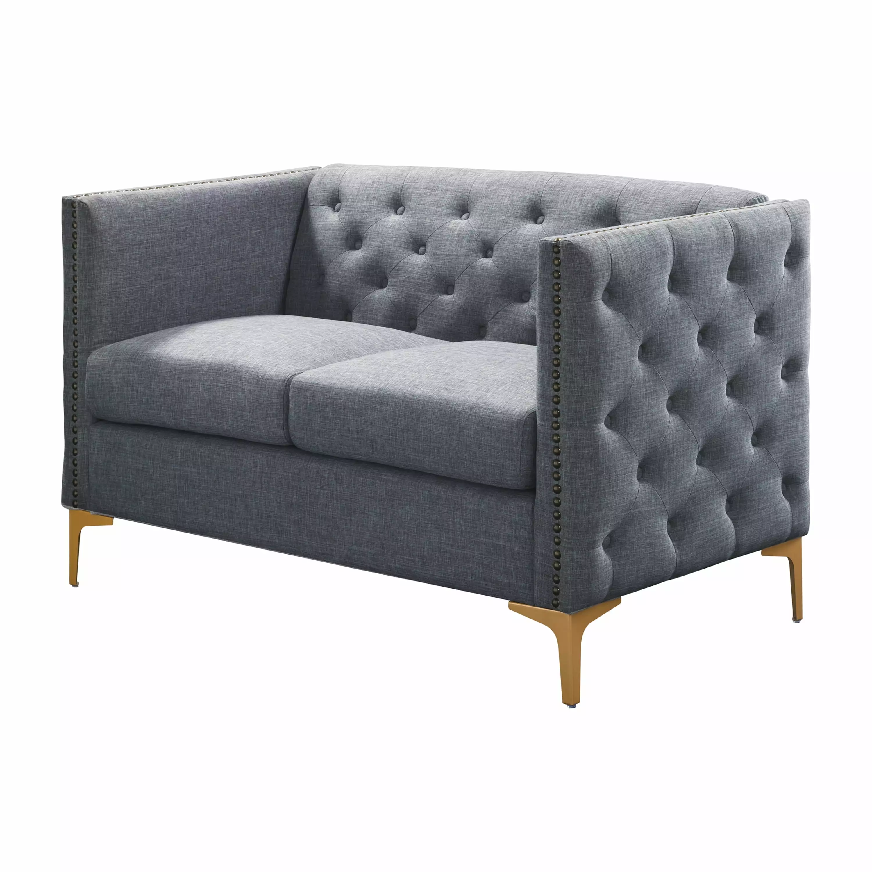 Furniture of America Tufted Modern Fabric Weber Loveseat. Light Gray