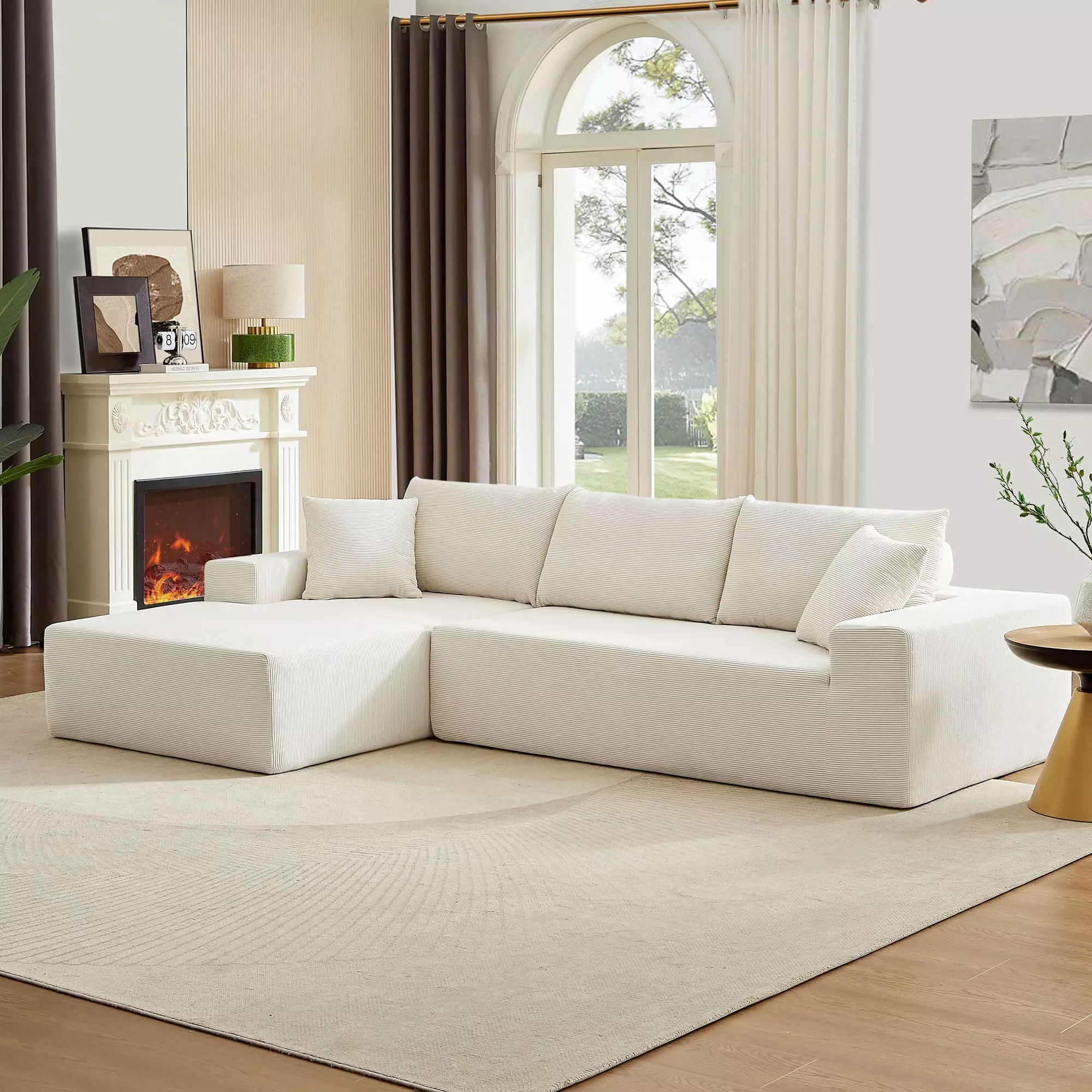 Furvclv Modular Sectional Sofa Set. Modern Minimalist Style L-Shape Fabric Couch. Free Combination Upholstered Sleeper Sofa For Living Room. Bedroom. Salon