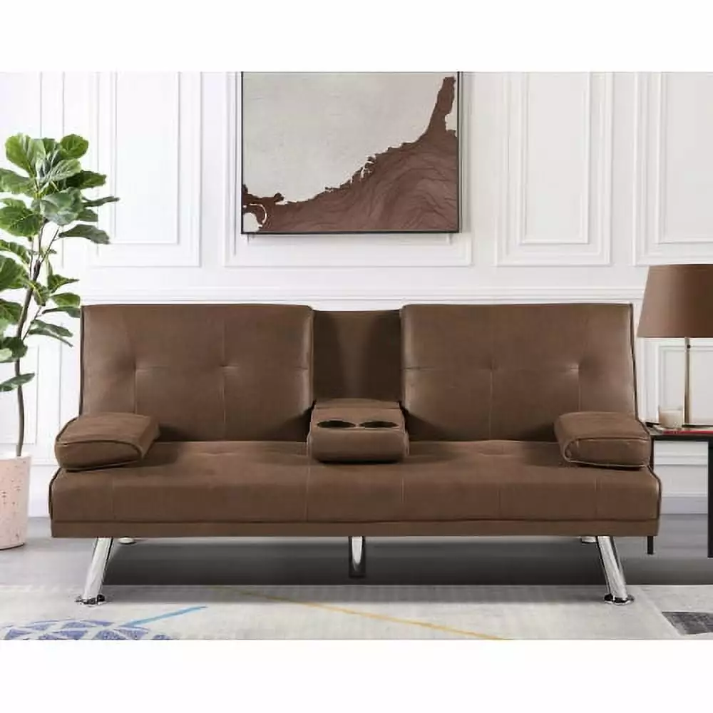 Furvclv Sofa Bed Convertible Folding Couch Sectional Sleeper Sofa With 2 Cup Holder And Removable Armrest For Small Space Living Room Balcony Leisure Home Cinema