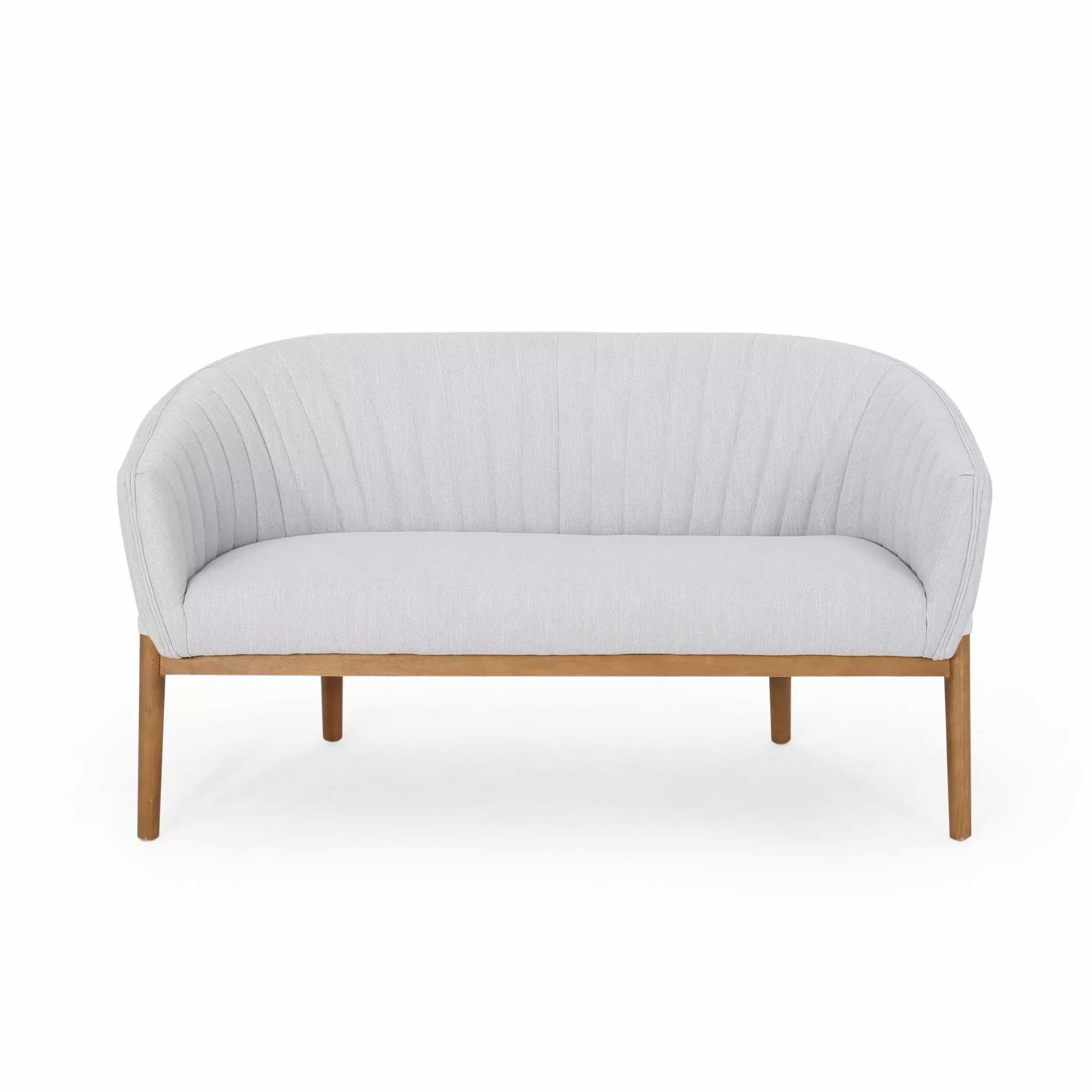 GDF Studio Deborah Mid-Century Upholstered Fabric Loveseat. Mity Gray