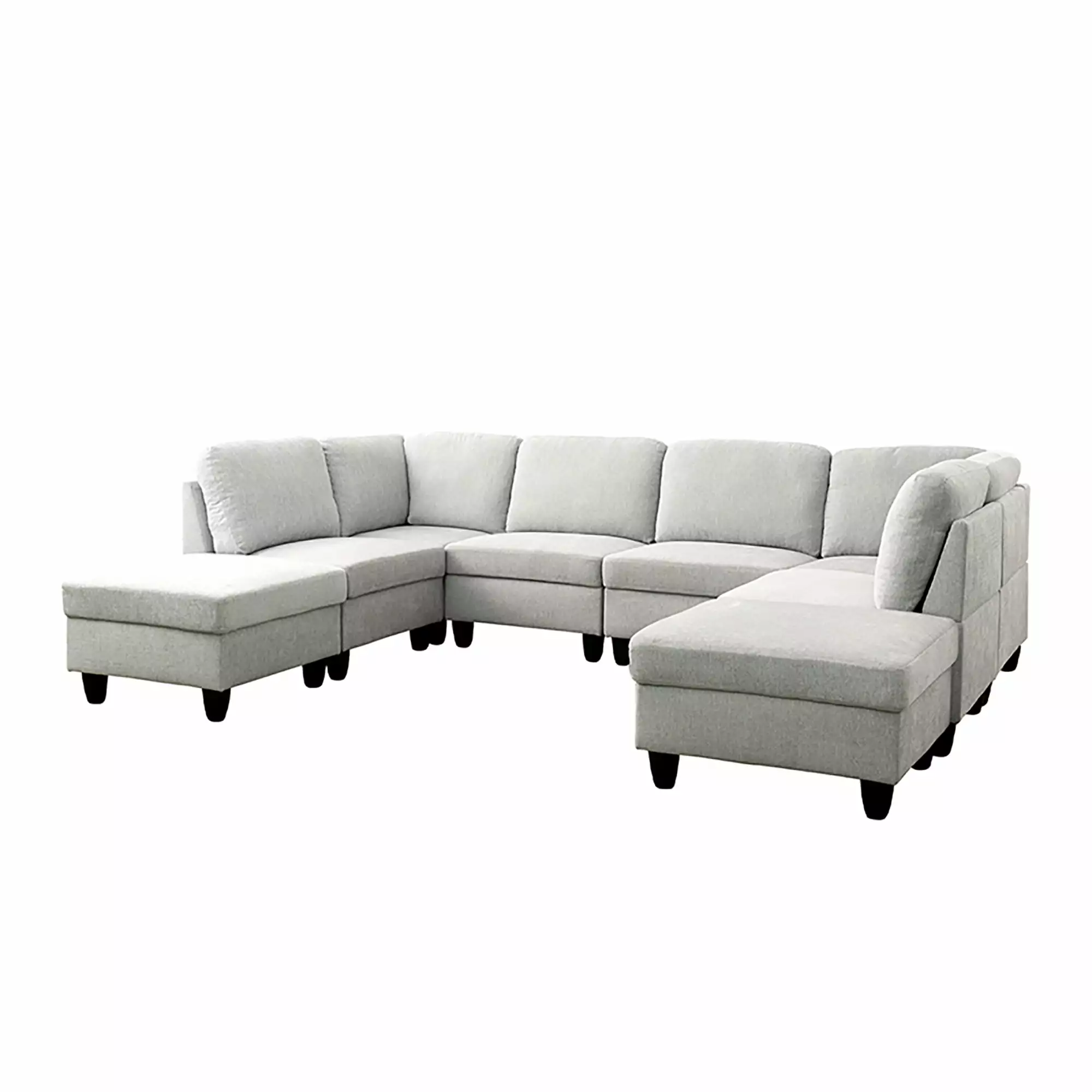 Gexpusm 118 U-Shaped Sectional Couch Set.with Convertible Footstool and Cushions.Gray