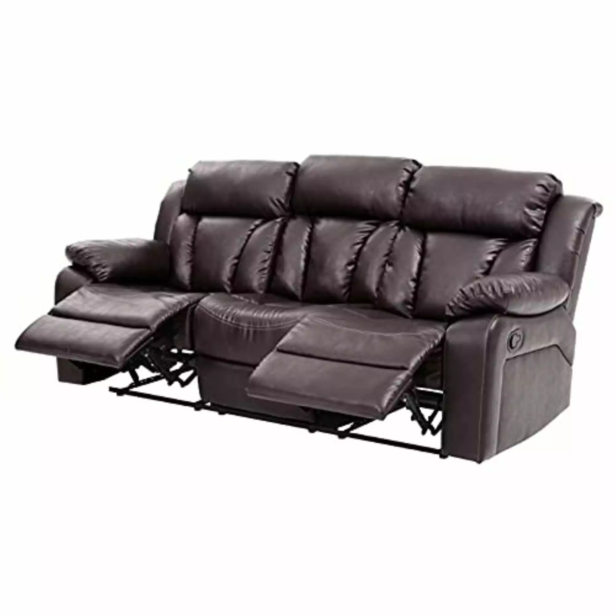 Glory Furniture Daria Faux Leather Reclining Sofa in Dark Brown