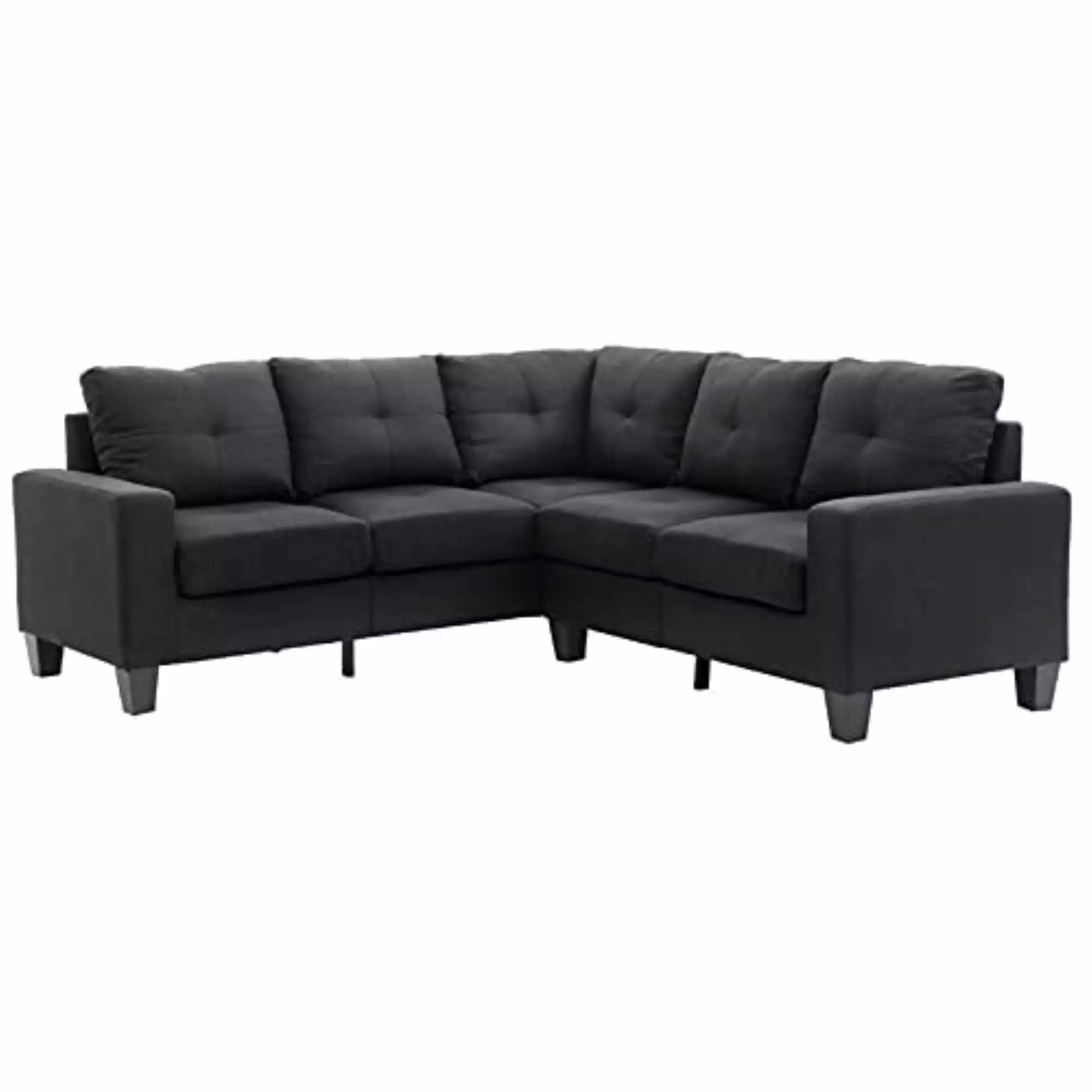 Glory Furniture Newbury Twill Fabric Sectional in Black