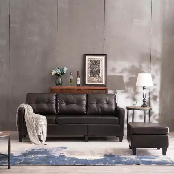 HONGFENGDZ PU Combination Sofa 2 Seats Loveseat Sofa Dark Brown