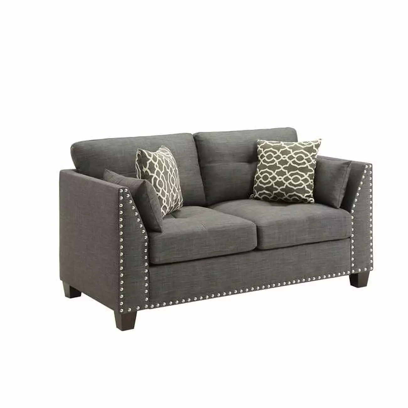 Home Roots Loveseat In Light Charcoal Linen