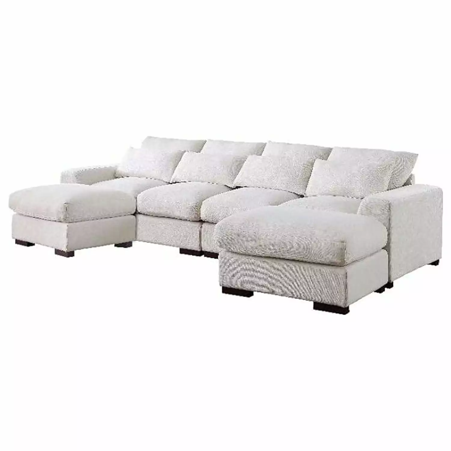 HomeStock Old World Charm Reversible Modular Sectional Fabric Sofa & Chaise With Two Ottoman-Color:Beige